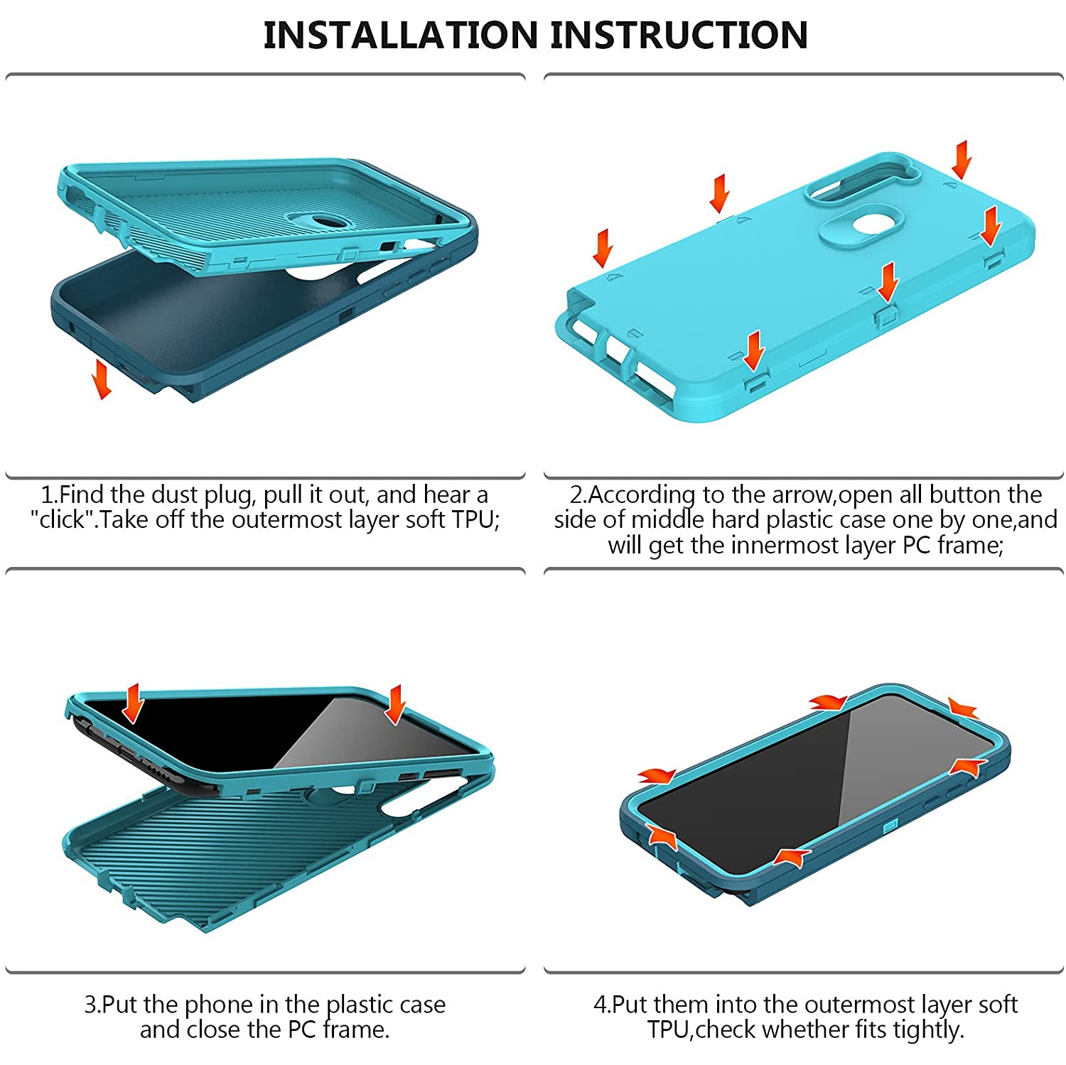 【CSmart】 Triple 3 Layers Shockproof Heavy Duty Defender Hard Case for iPhone 15 Pro Max, Purple