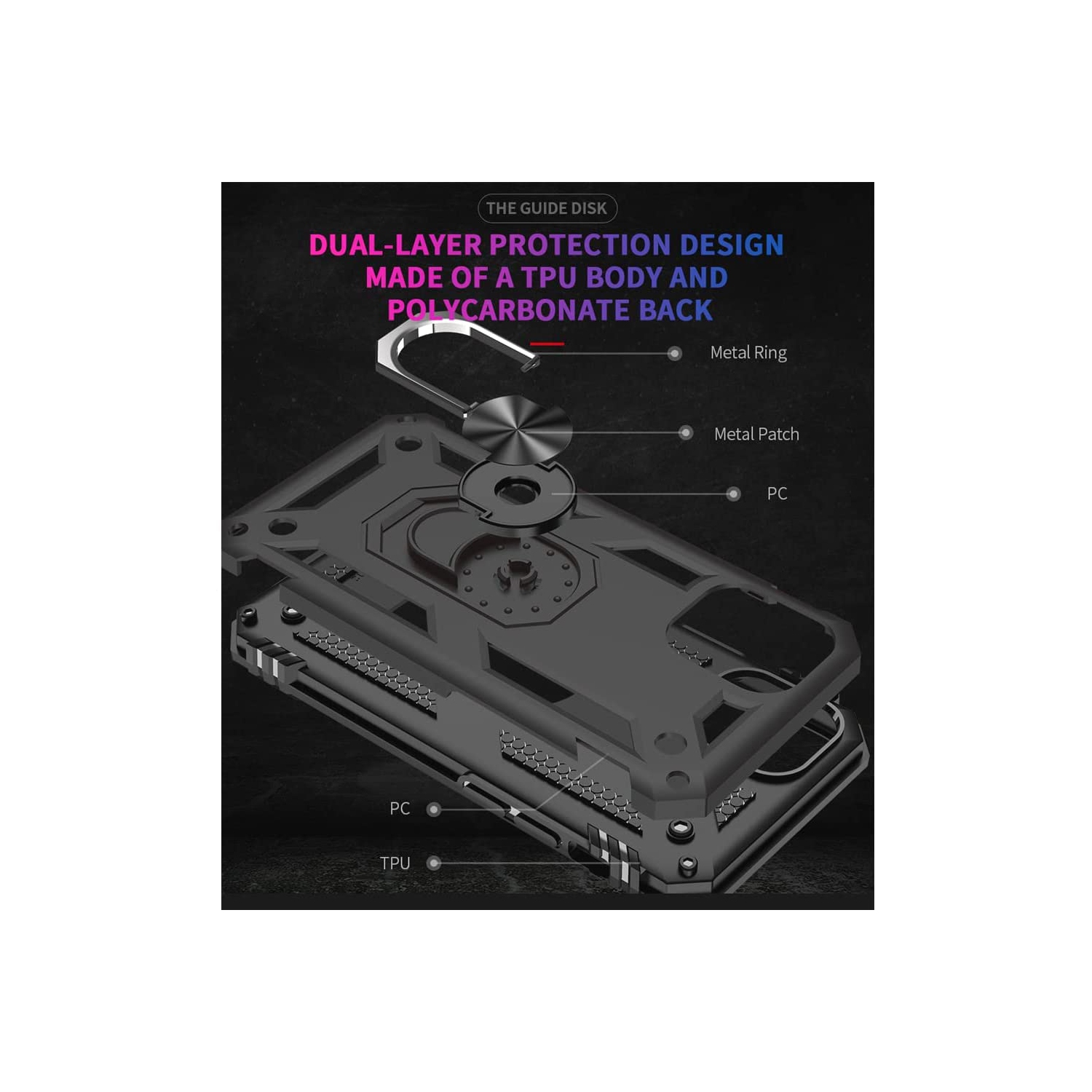 【CSmart】 Hybrid Hard Kickstand Case Cover with Magnetic Ring Holder for iPhone 15 Pro Max, Red