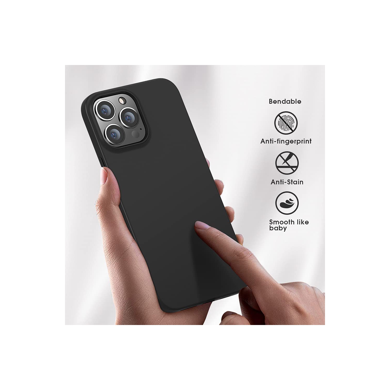 【CSmart】 Thin TPU Bumper Soft Case Back Cover for iPhone 15 Pro Max, Black