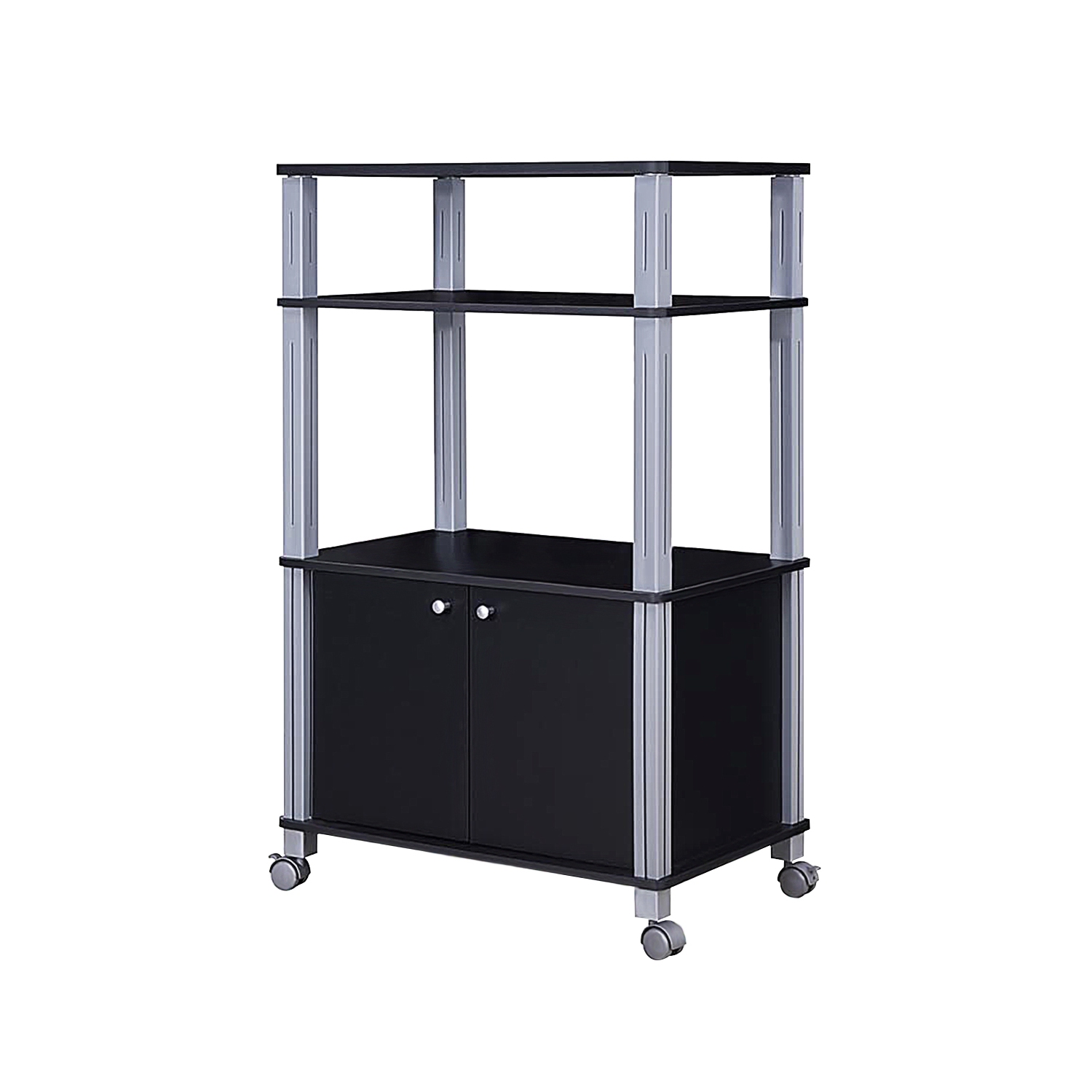 Topbuy 3-tier Display Shelf Microwave Stand Cabinet w/ Rolling Wheel Black