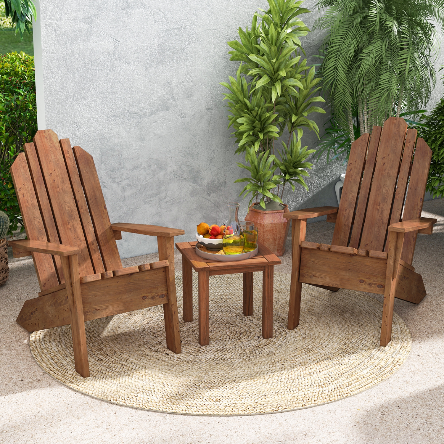 Topbuy 1PC/2PCS Patio Hardwood End Table Square Side Table with Slatted Tabletop Small Coffee Bistro Table Indoor Outdoor Side Table