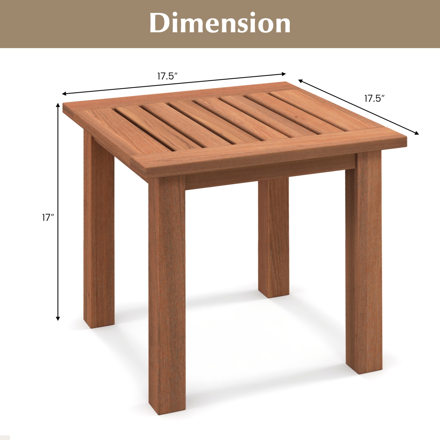 Topbuy 1PC/2PCS Patio Hardwood End Table Square Side Table with Slatted Tabletop Small Coffee Bistro Table Indoor Outdoor Side Table
