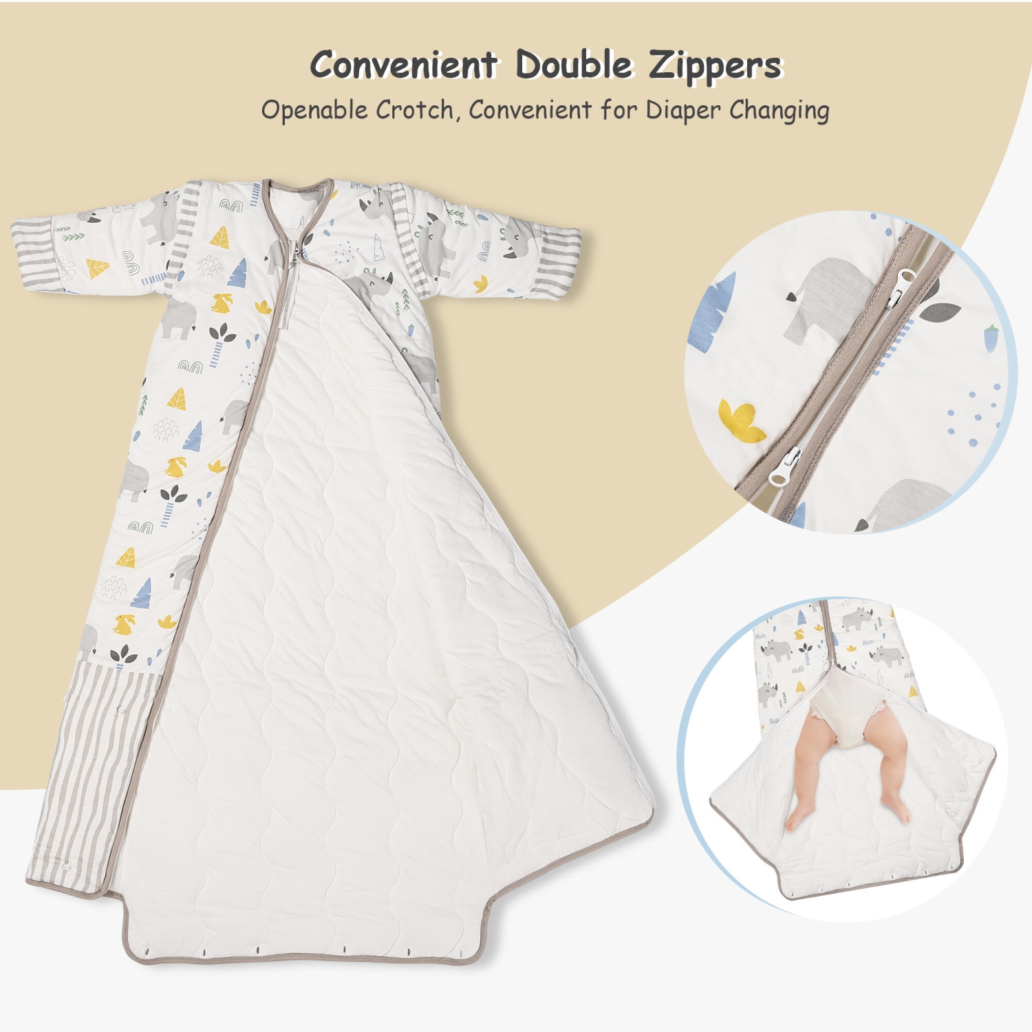 2,5 TOG Baby Sleep Sacks, couverture portable avec housses amovibles Sac de couchage d'hiver pour tout-petits - taille G