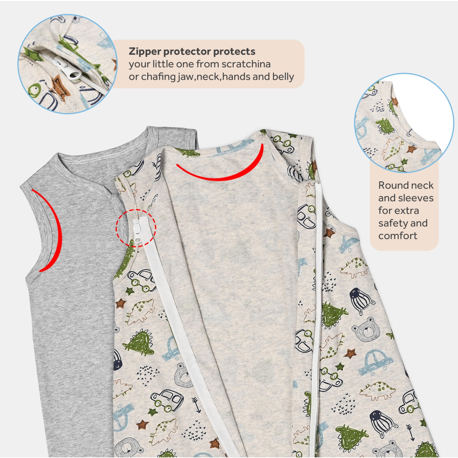 Paquet de 2 couvertures à emmailloter de 0,5 tog, couvertures prêt-à-porter avec fermeture à glissière pour répondre aux besoins de croissance de