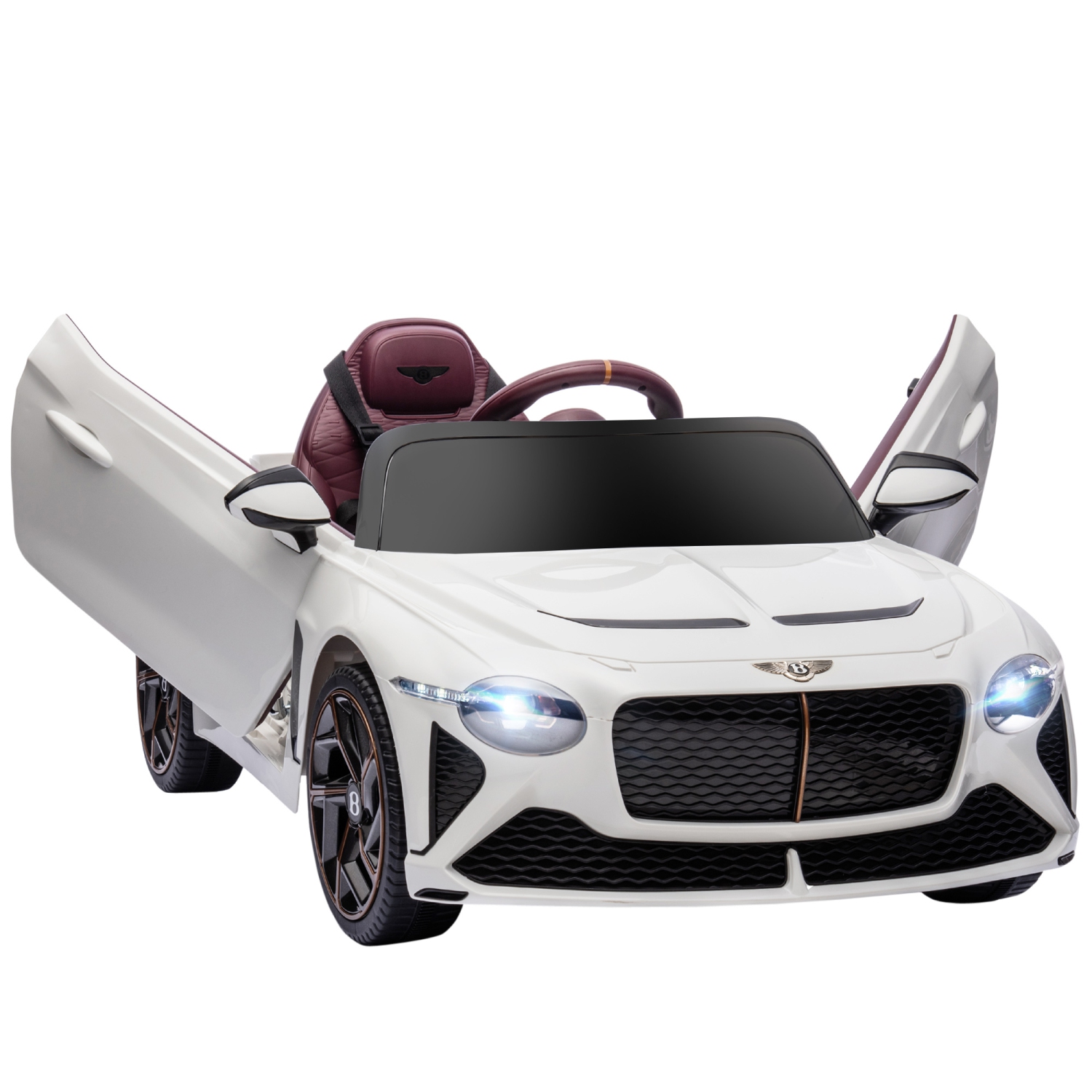 Aosom 12V Electric Ride on Car with Butterfly Doors, 3.1 MPH Kids Ride-on Toy for Boys and Girls with Remote Control, Suspension System, Horn Honking, White