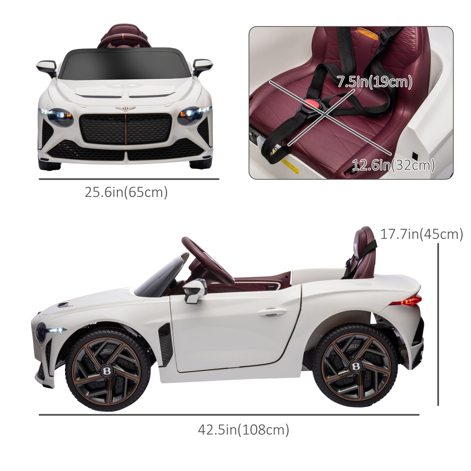 Aosom 12V Electric Ride on Car with Butterfly Doors, 3.1 MPH Kids Ride-on Toy for Boys and Girls with Remote Control, Suspension System, Horn