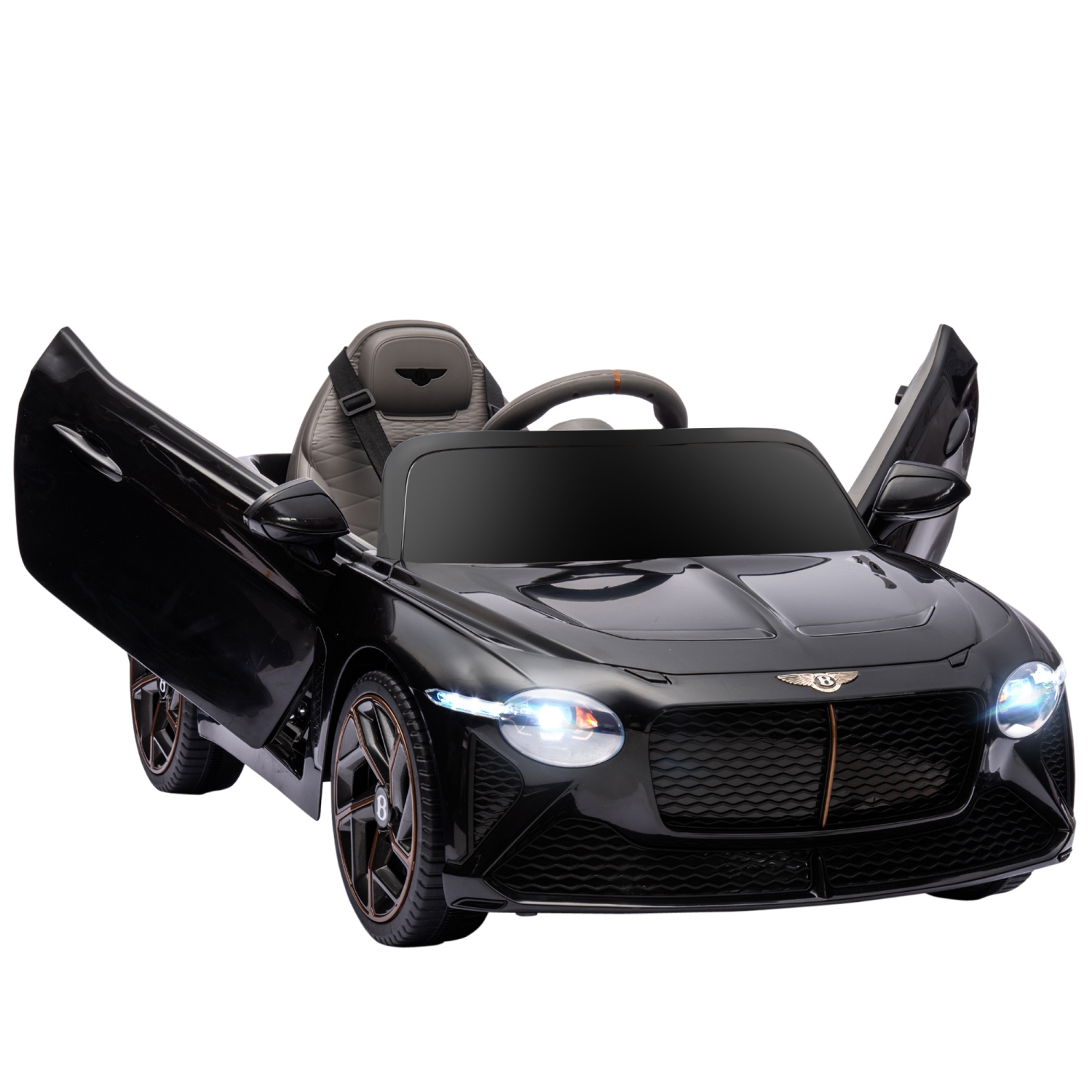 Aosom 12V Electric Ride on Car with Butterfly Doors, 3.1 MPH Kids Ride-on Toy for Boys and Girls with Remote Control, Suspension System, Horn Honking, Black