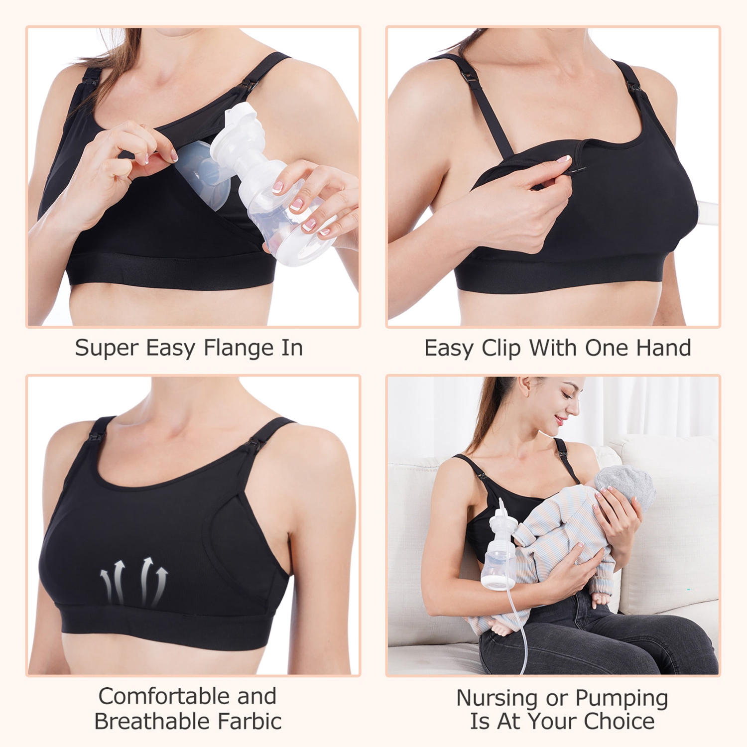 Momcozy Hands Free Pumping Bra, Adjustable Breast-Pump Holding and Nursing Bra