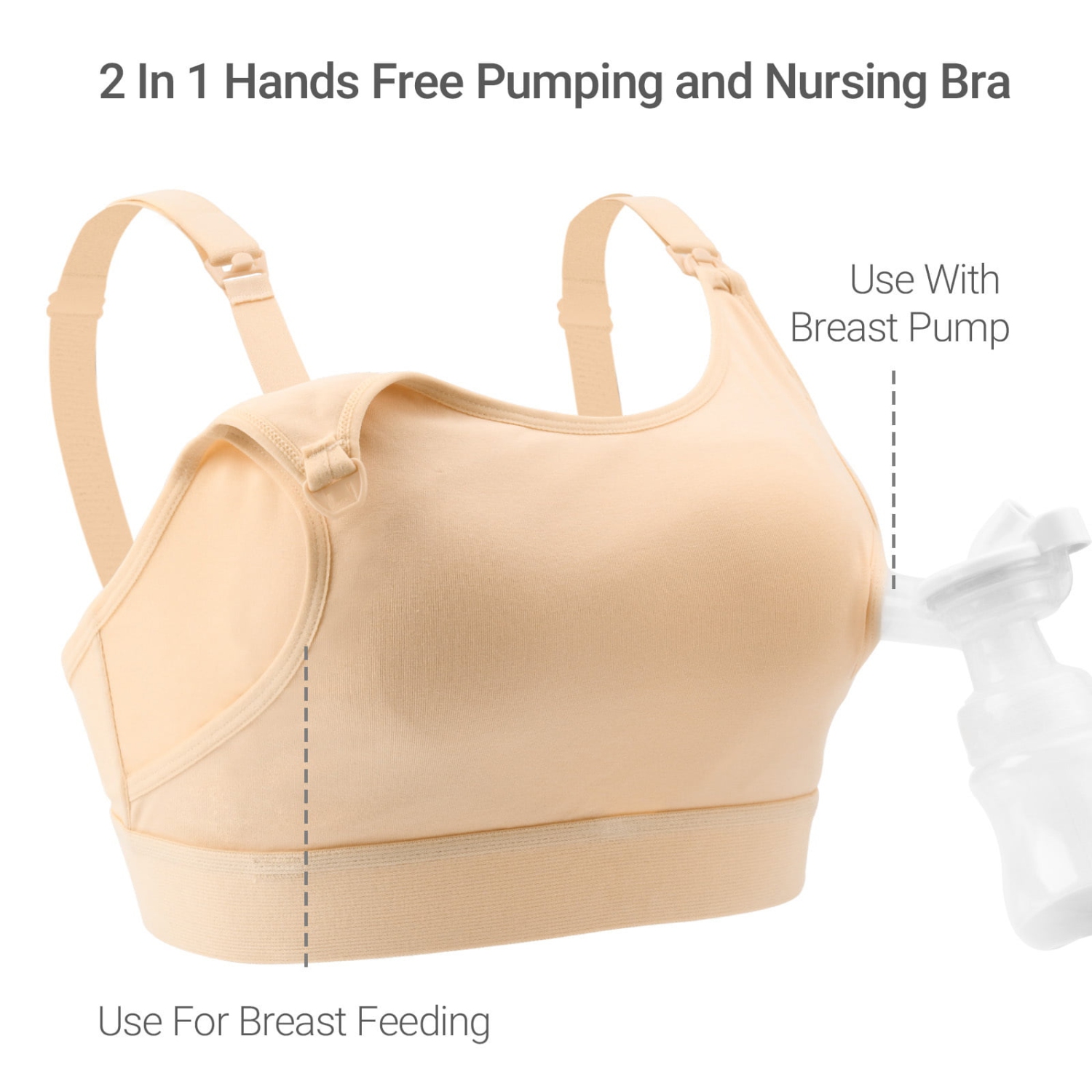 Momcozy Hands Free Pumping Bra, Adjustable Breast-Pumps Holding and Nursing  Bra, Suitable for Breast Pump by Lansinoh, etc Grey