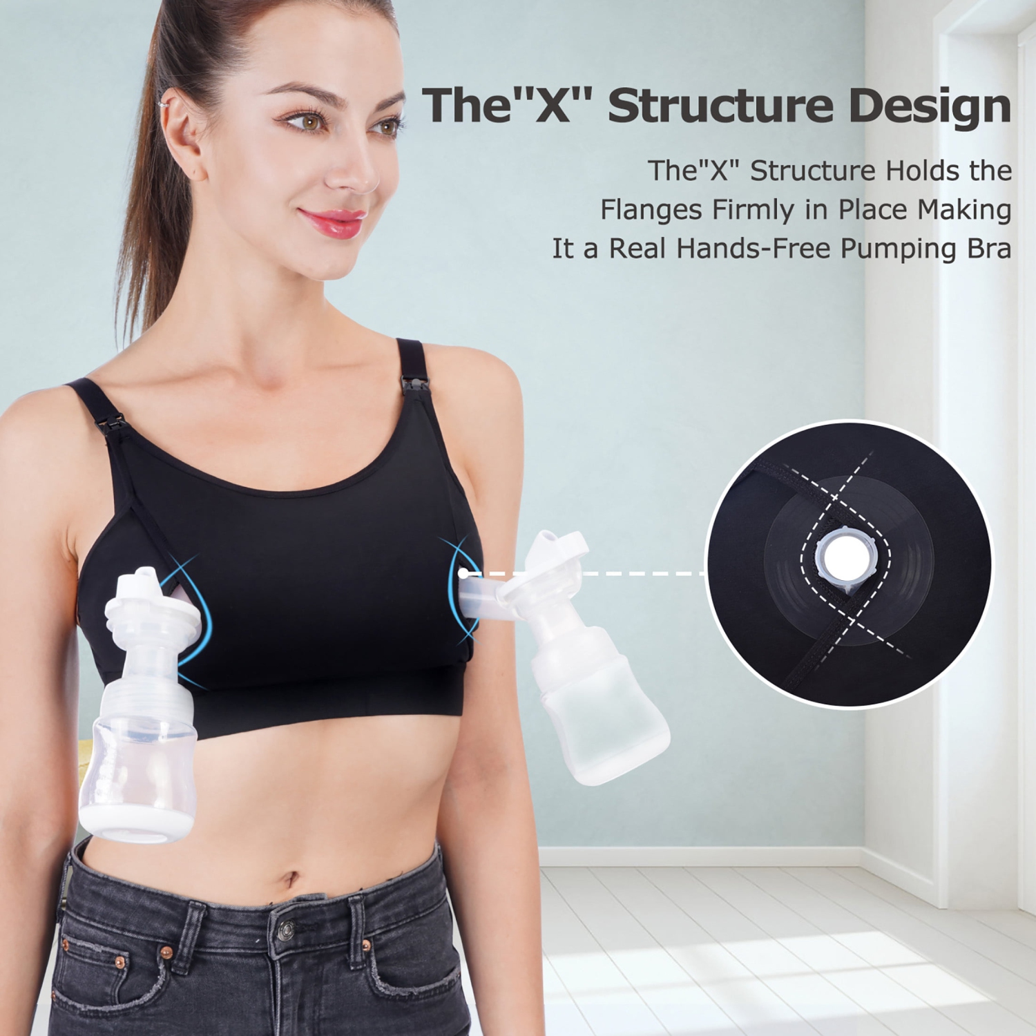 Hands Free Pumping Bra & Nursing Bra, Adjustable Breastfeeding Bra for  Holding Breast Pumps. XS-XXXL,XS,Black