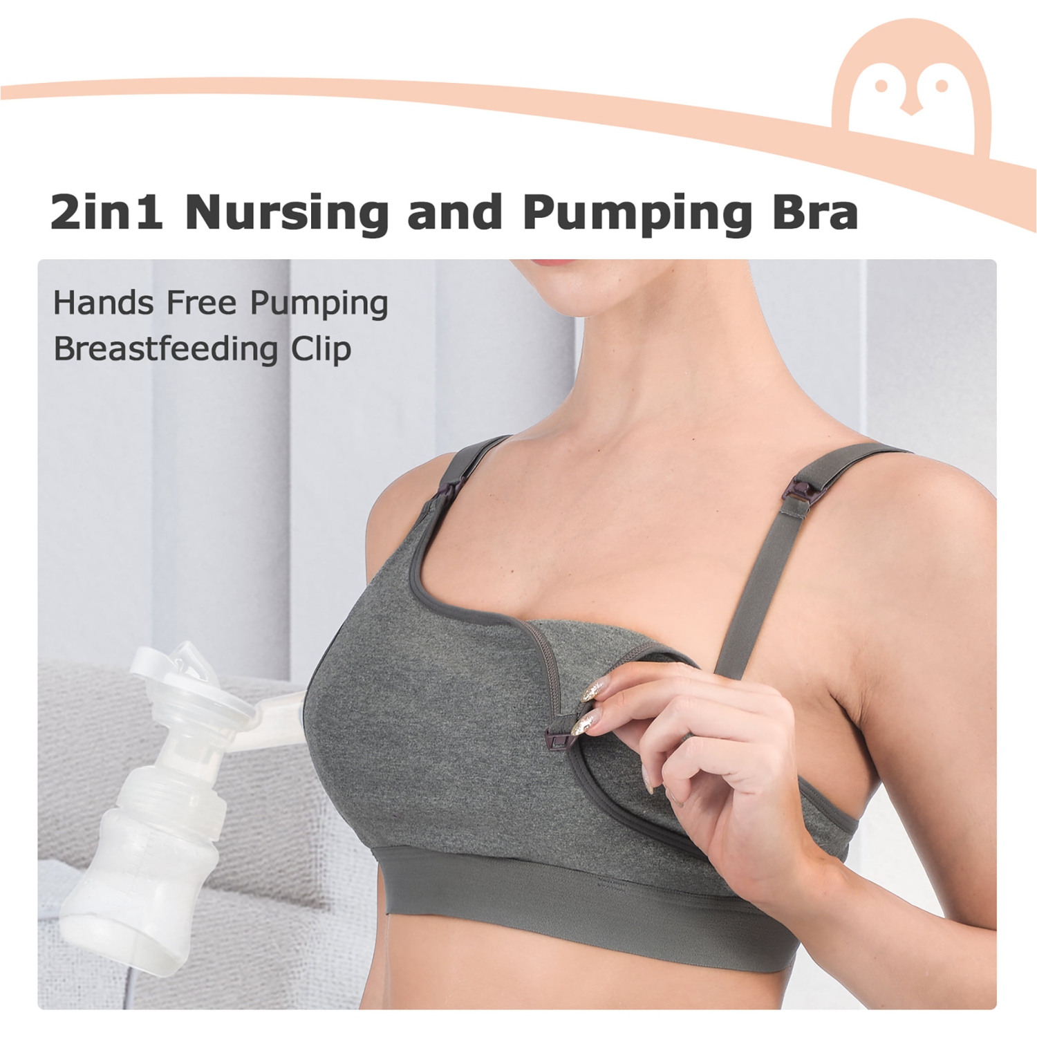Momcozy Hands Free Pumping Bra, Adjustable Breast-Pump Holding and Nursing Bra
