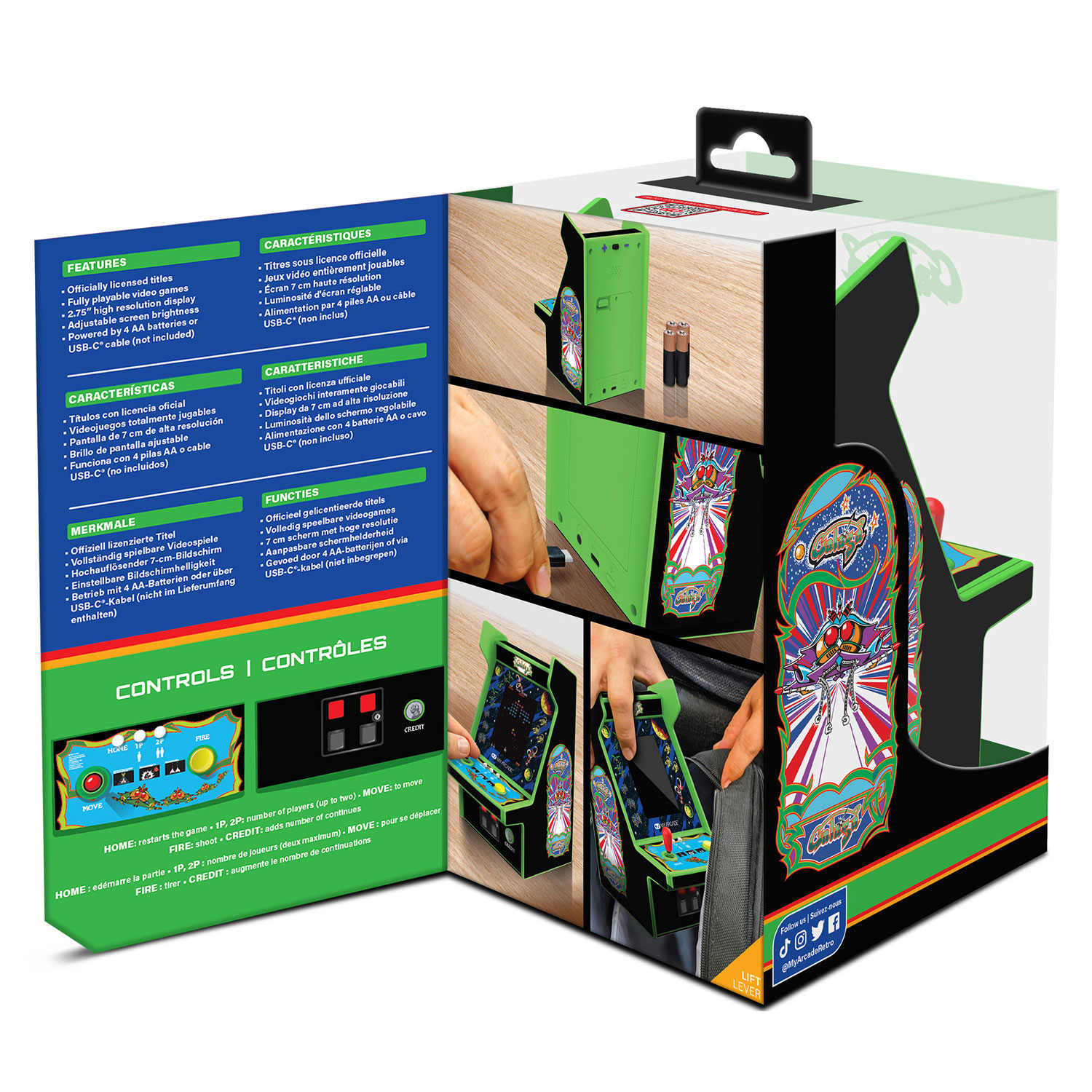 Borne d'arcade miniature de 6,75 po 2-en-1 Micro Player Pro My Arcade Galaga de dreamGEAR