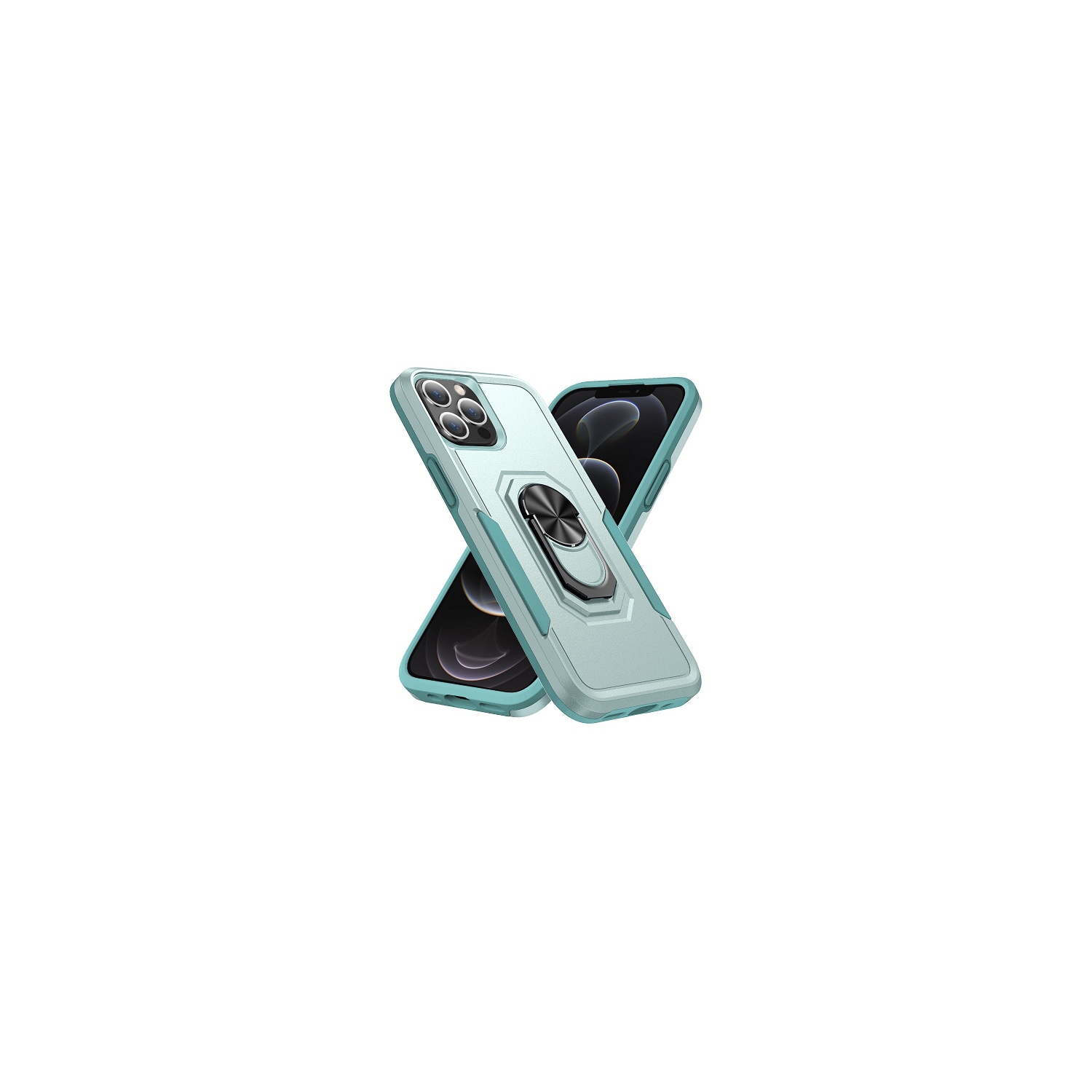 TopSave Dual Layer Shockproof Magnetic Kickstand Cell Phone Cover Protective with Rugged Ring Holder Heavy Duty Case For iPhone 15 Pro Max, Teal