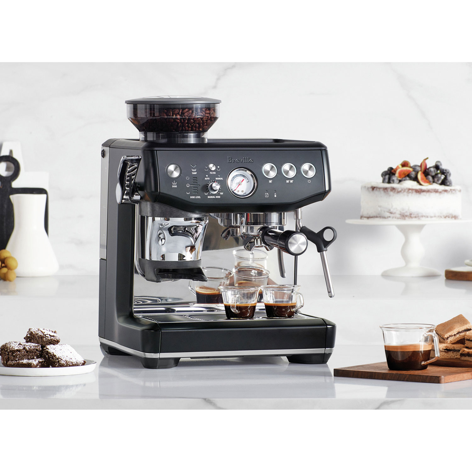 Breville Barista Express Impress Espresso Machine with Frother & Coffee Grinder - Black Truffle