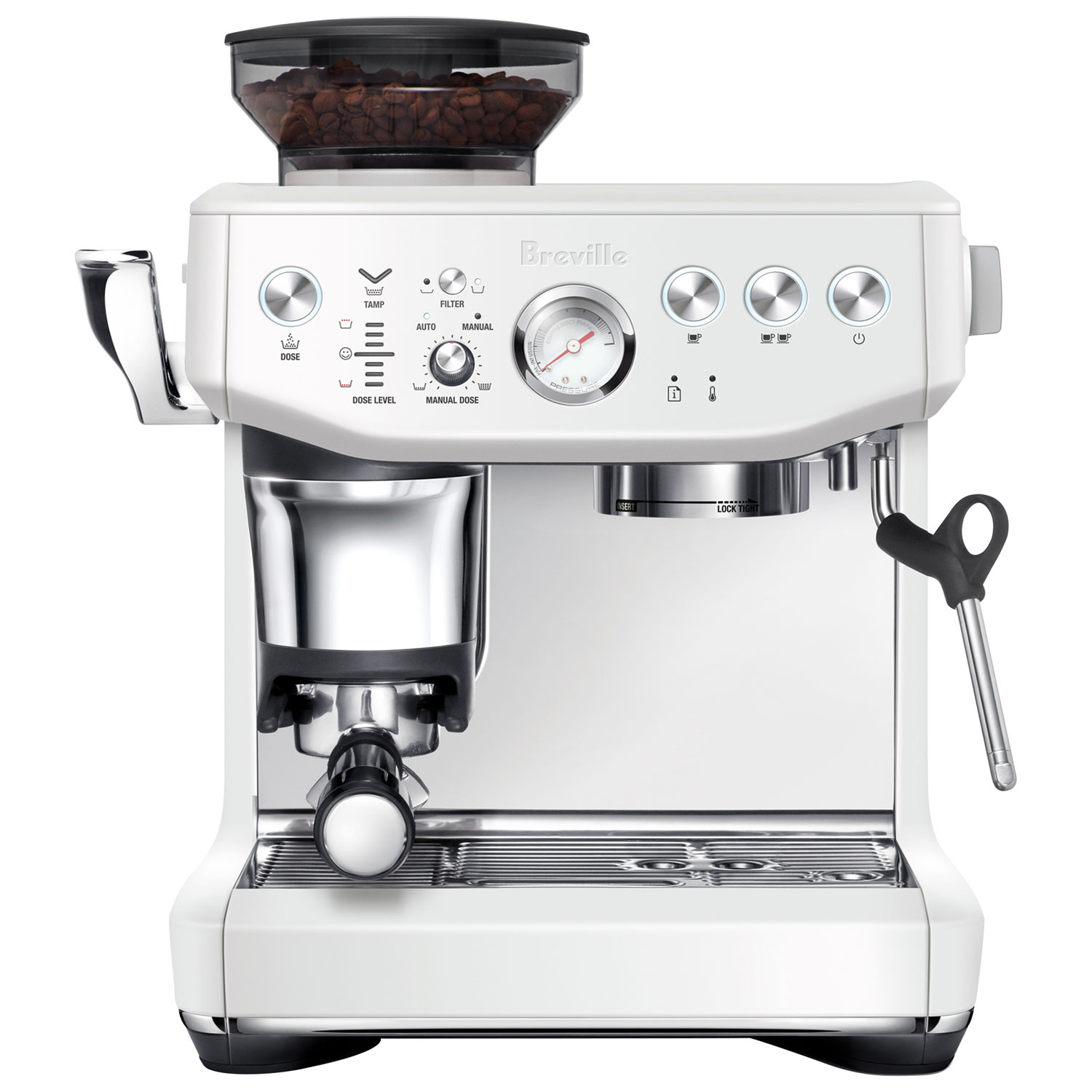 Breville Barista Express Impress Espresso Machine with Frother & Coffee Grinder - Sea Salt