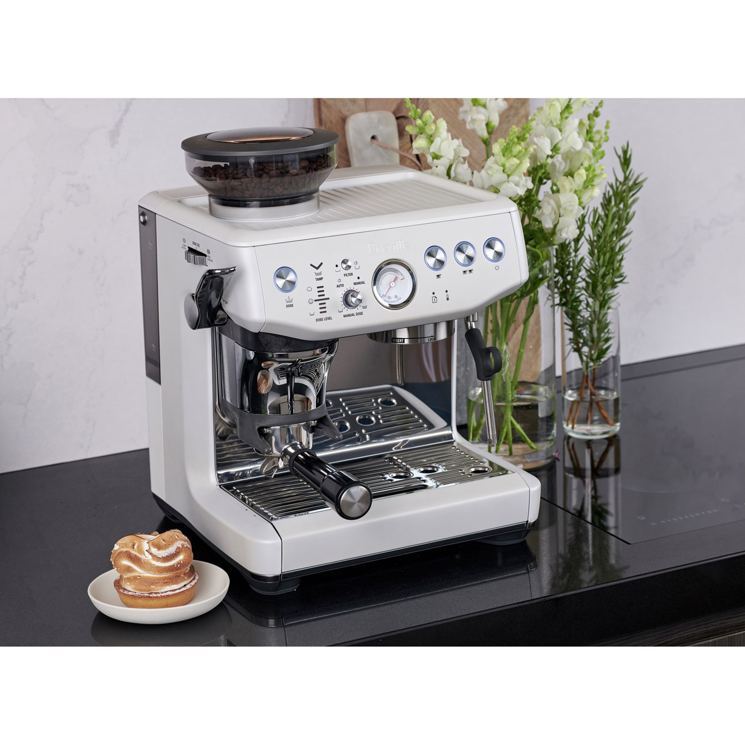 Breville Barista Express Impress Espresso Machine with Frother Coffee Grinder Sea Salt