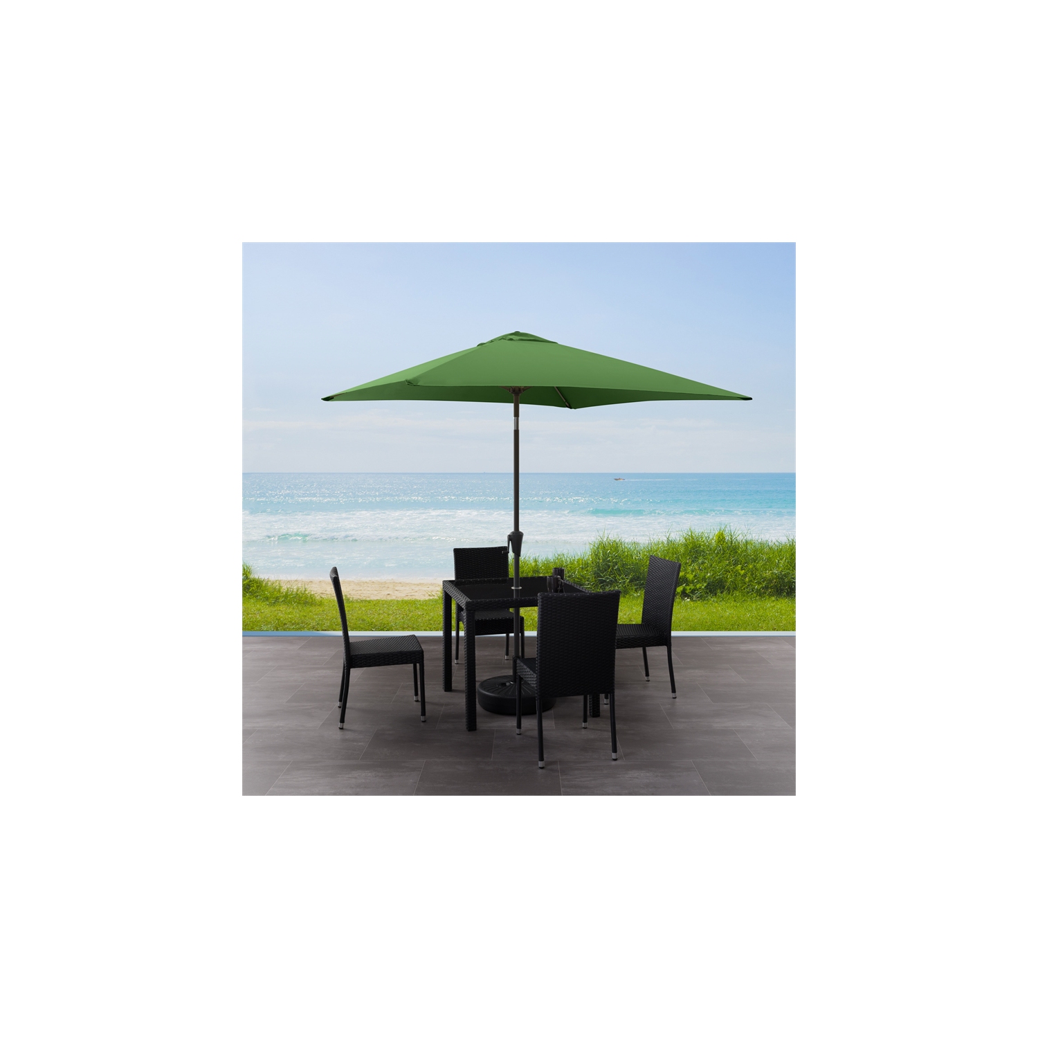 CorLiving Collapsible 6.5 ft. Square Patio Umbrella - Forest Green