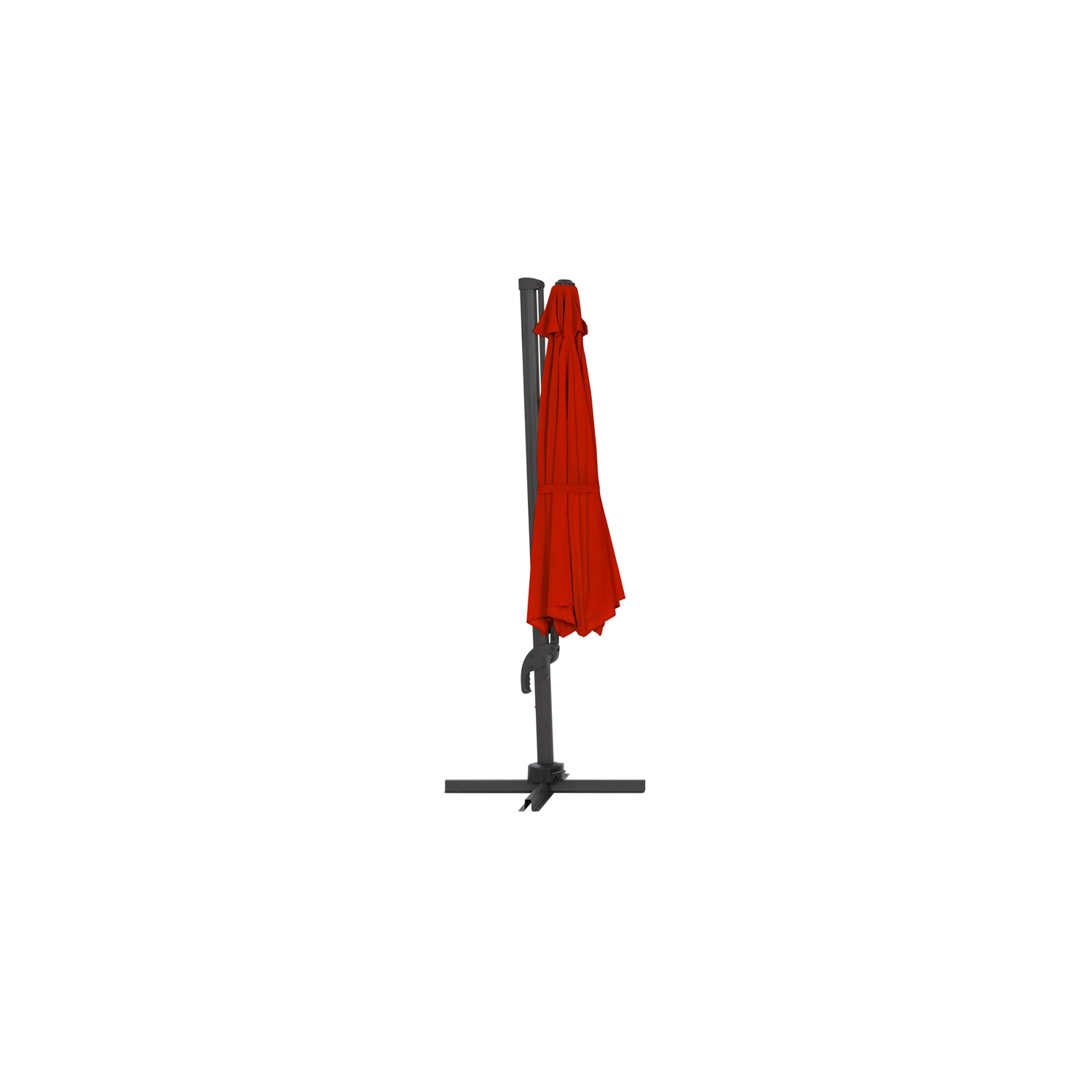 CorLiving Deluxe Full-Sized 11 ft. Circular Offset Patio Umbrella - Crimson Red