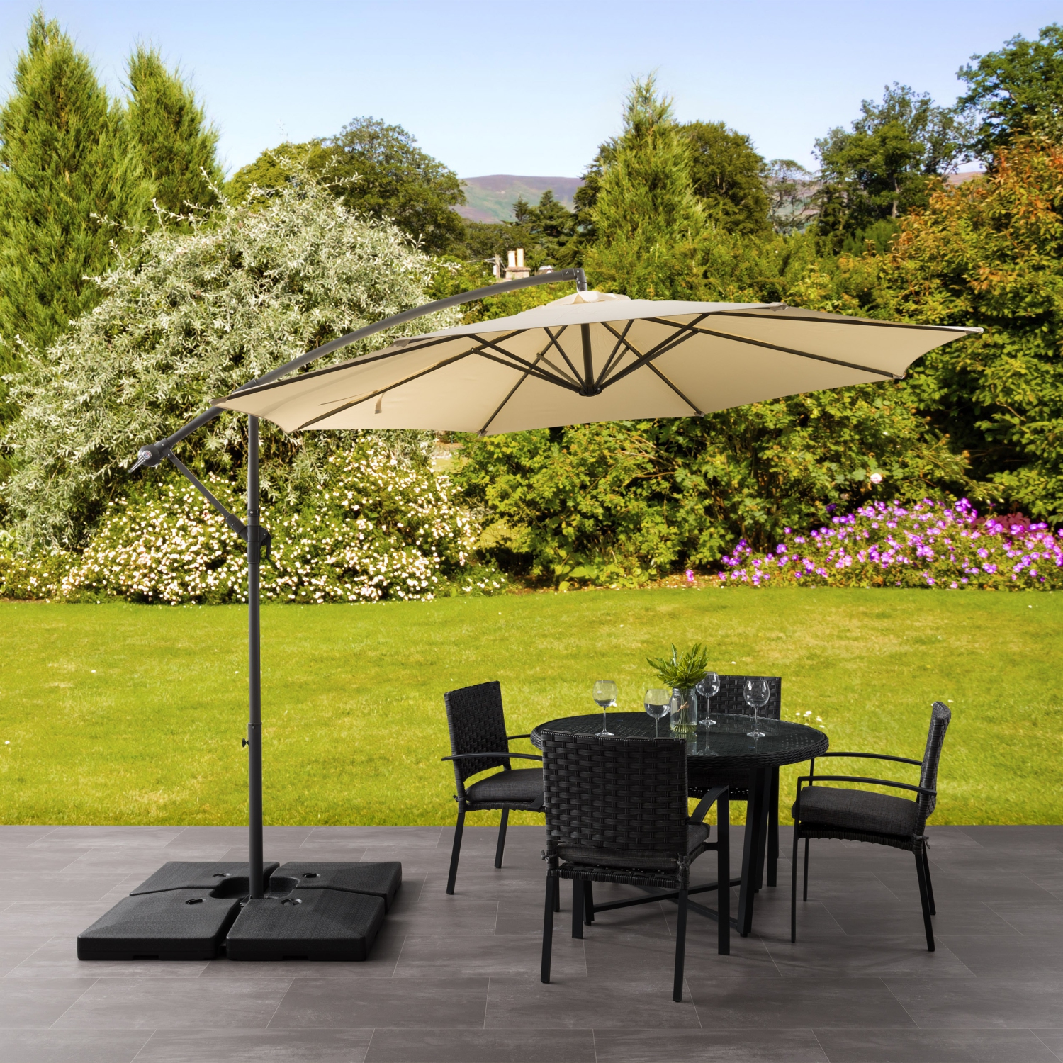 CorLiving 9.8 ft. Offset Patio Umbrella - Off White