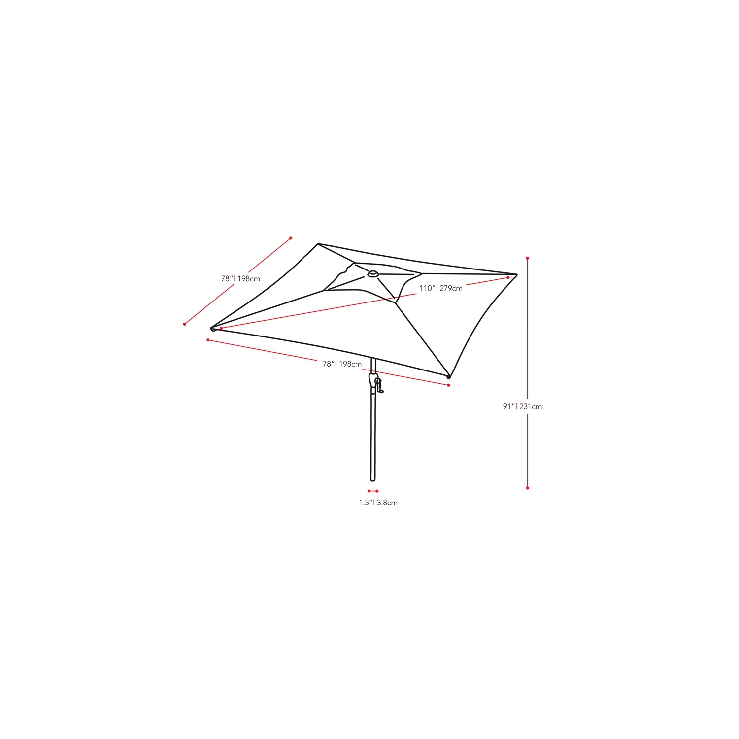 CorLiving Collapsible 6.3 ft. Square Patio Umbrella - Sand Grey