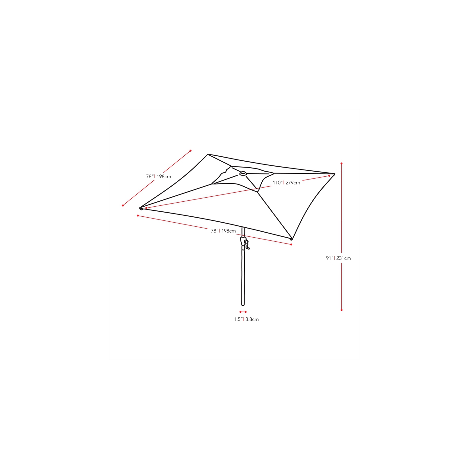 6,5&nbsp;pi repliable de CorLiving. Parasol carré pour patio - Bleu marine