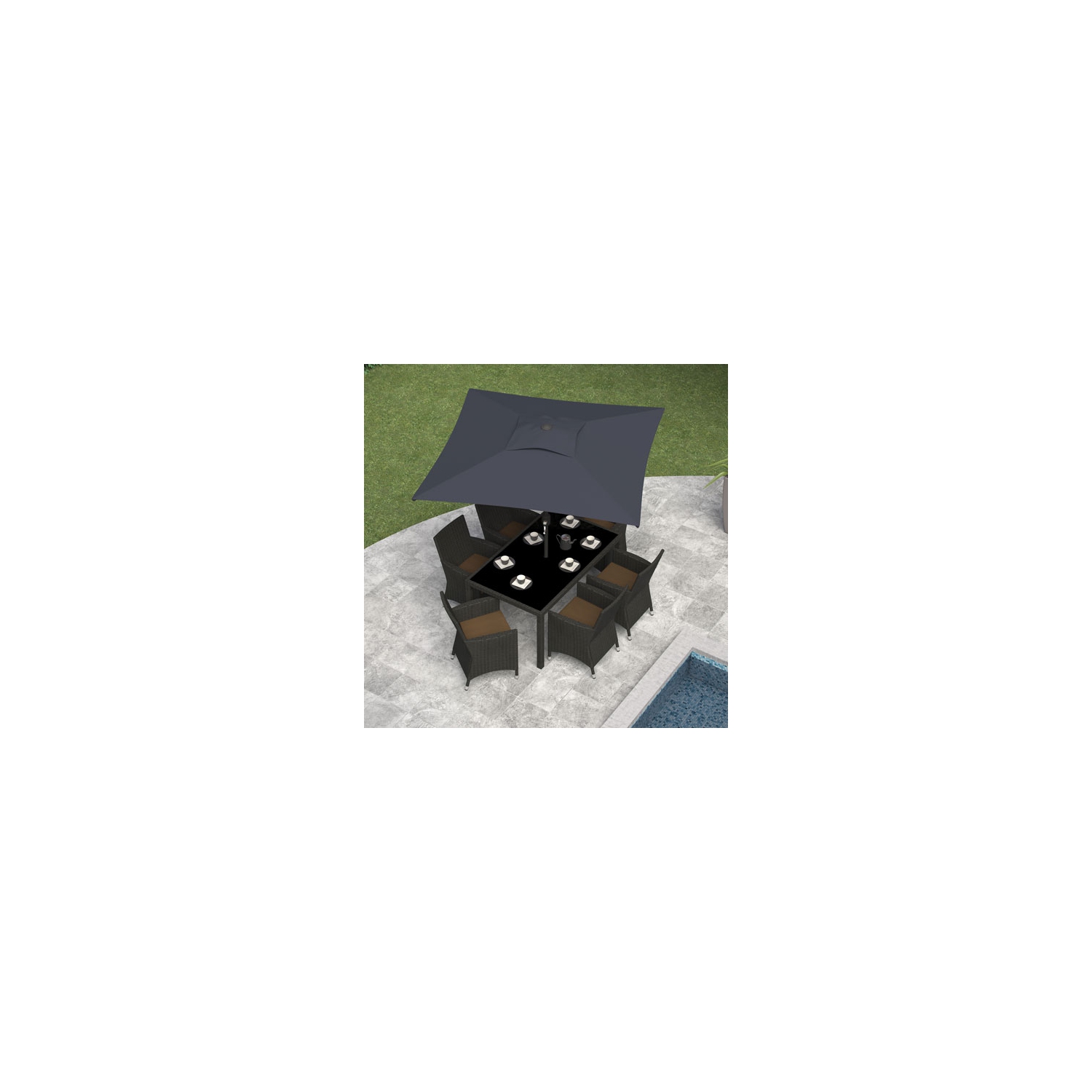 CorLiving 6.5 ft. Square Patio Umbrella - Black