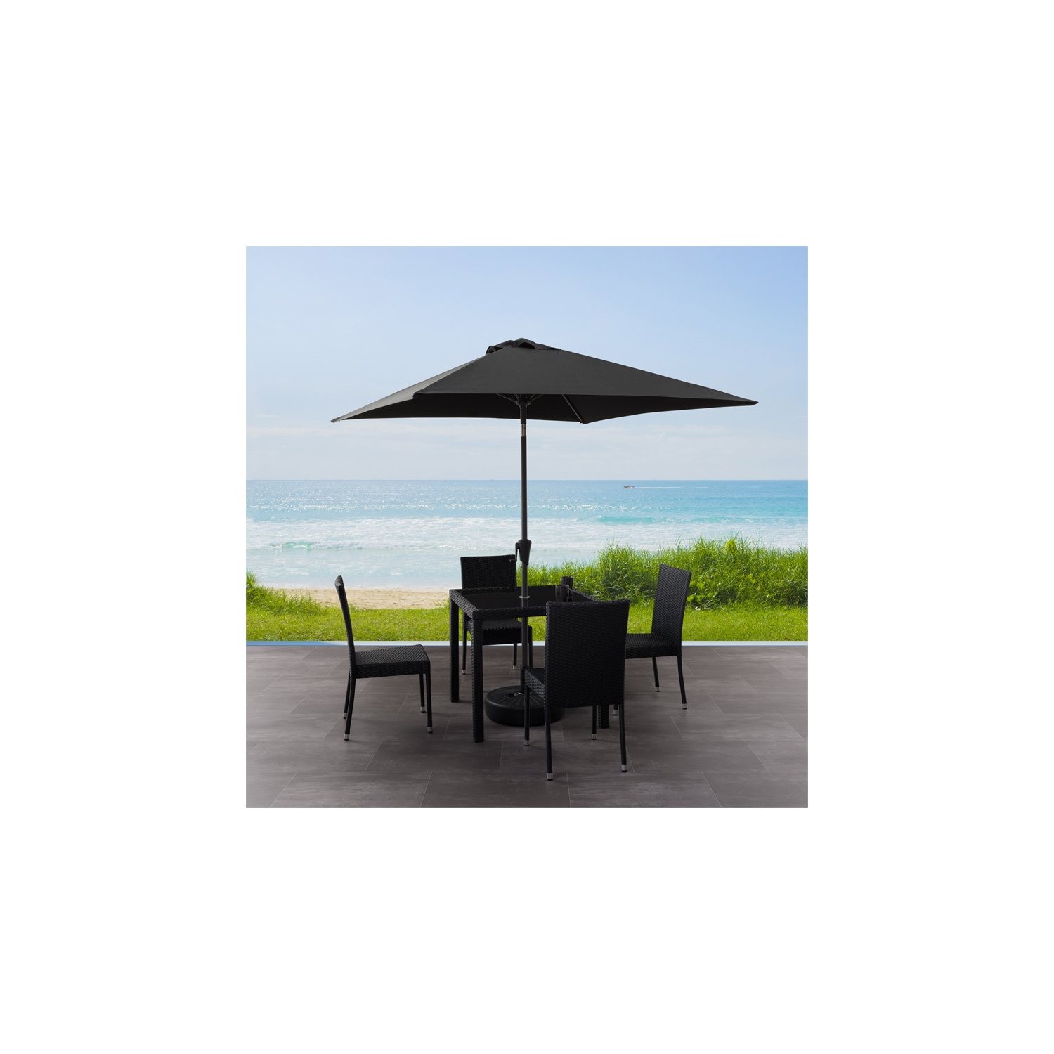 CorLiving 6.5 ft. Square Patio Umbrella - Black