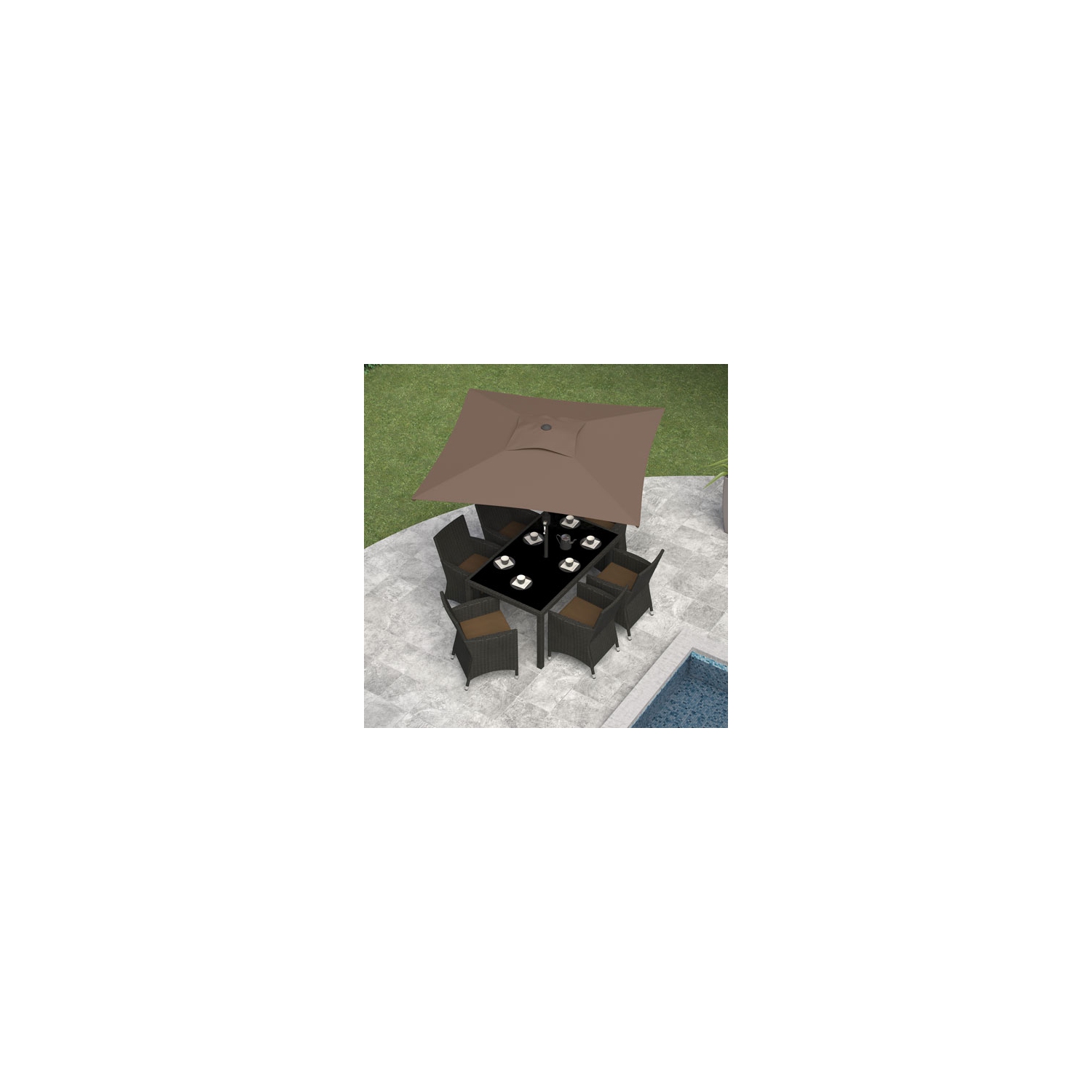 6,5&nbsp;pi de CorLiving. Parasol carré pour patio - Brun sable