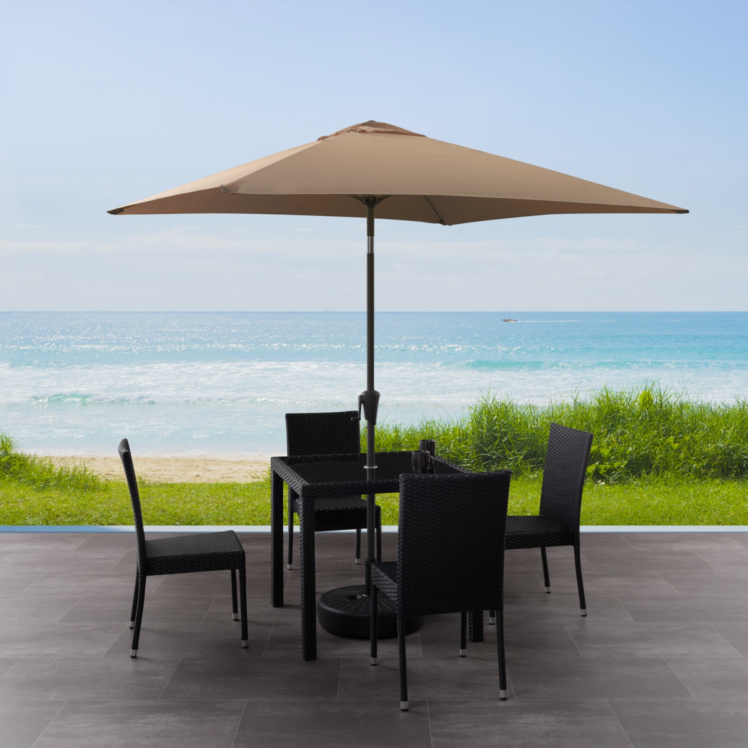 6,5&nbsp;pi de CorLiving. Parasol carré pour patio - Brun sable