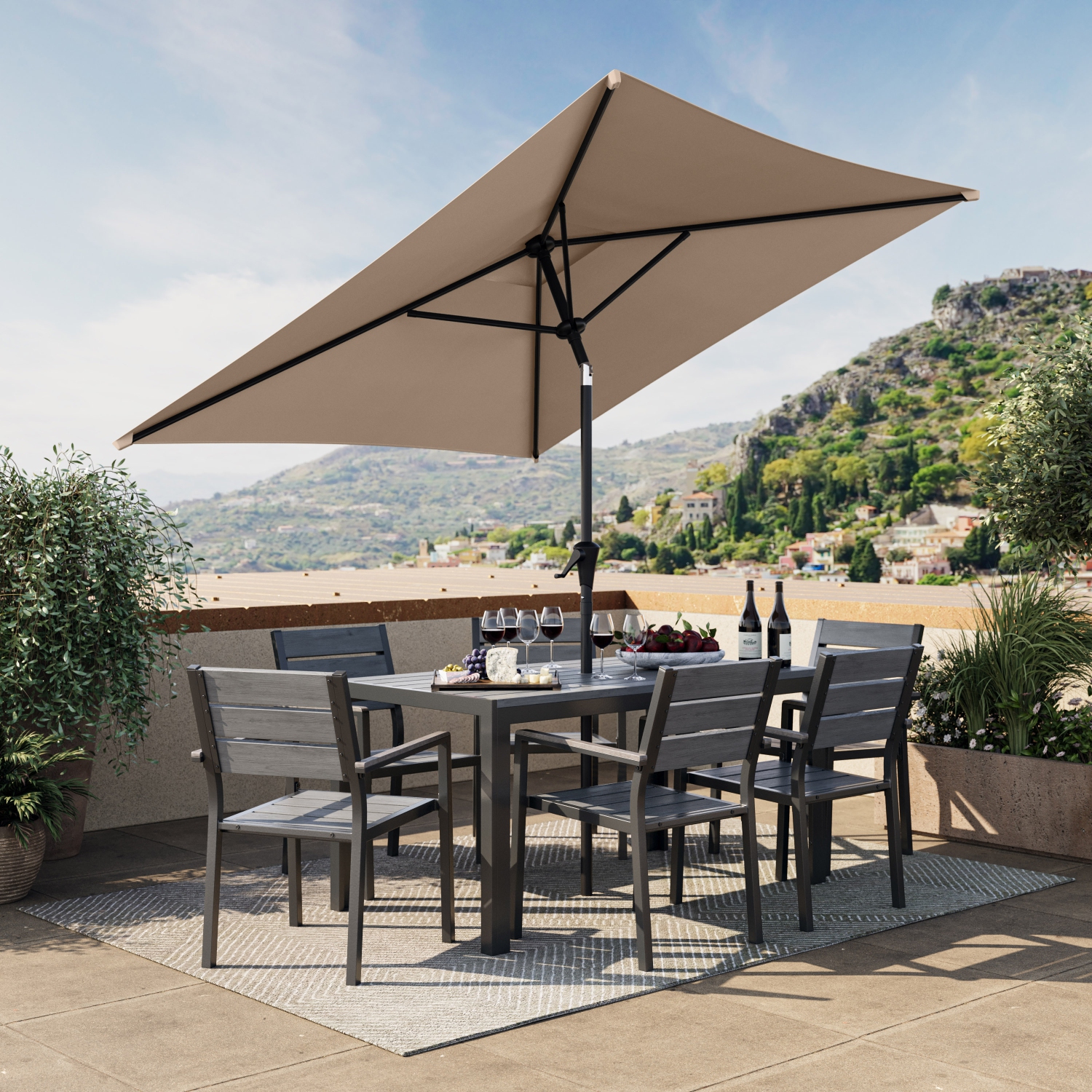 6,5&nbsp;pi de CorLiving. Parasol carré pour patio - Brun sable