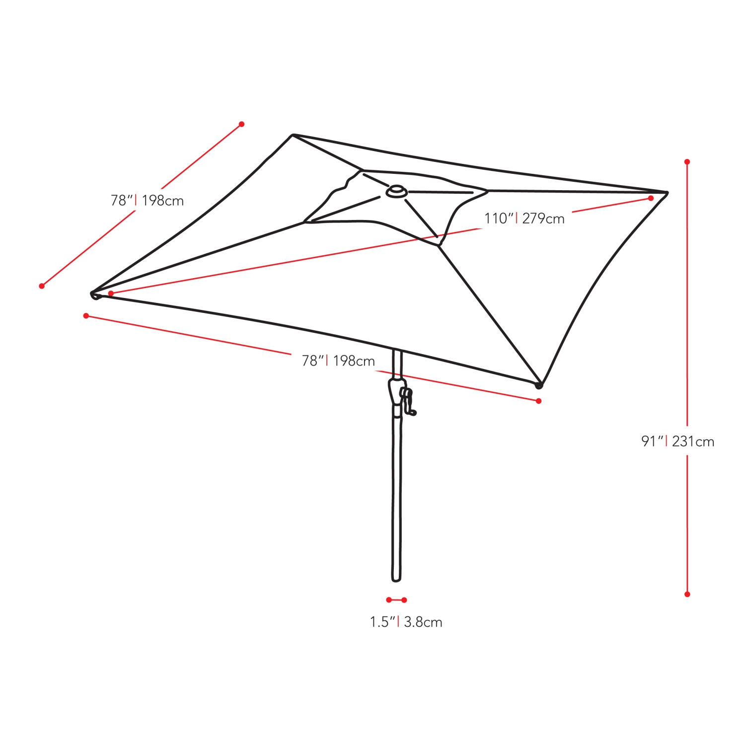 6,5&nbsp;pi de CorLiving. Parasol carré pour patio - Brun sable