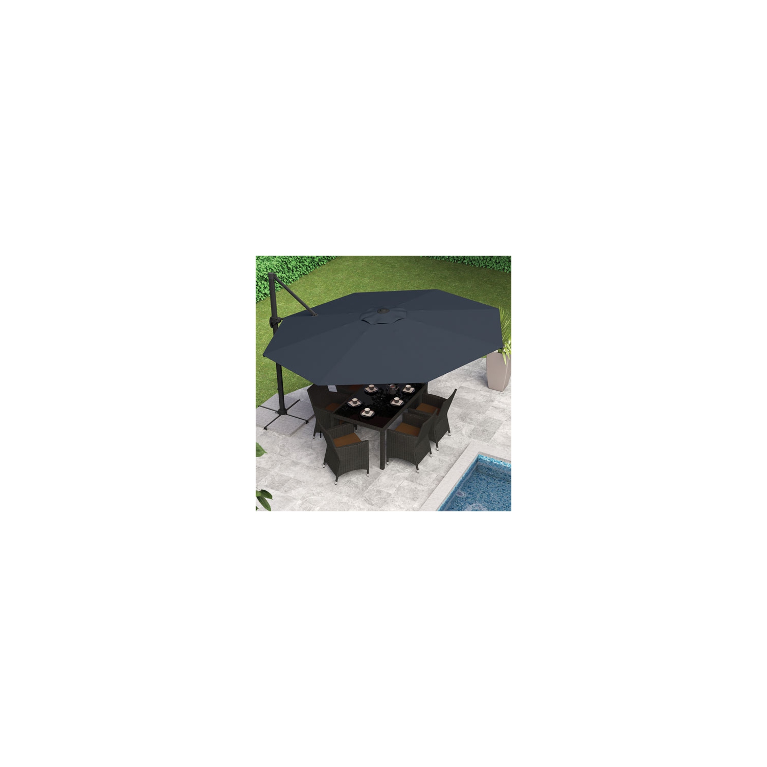 CorLiving Collapsible 11.5 ft. Deluxe Patio Umbrella - Black