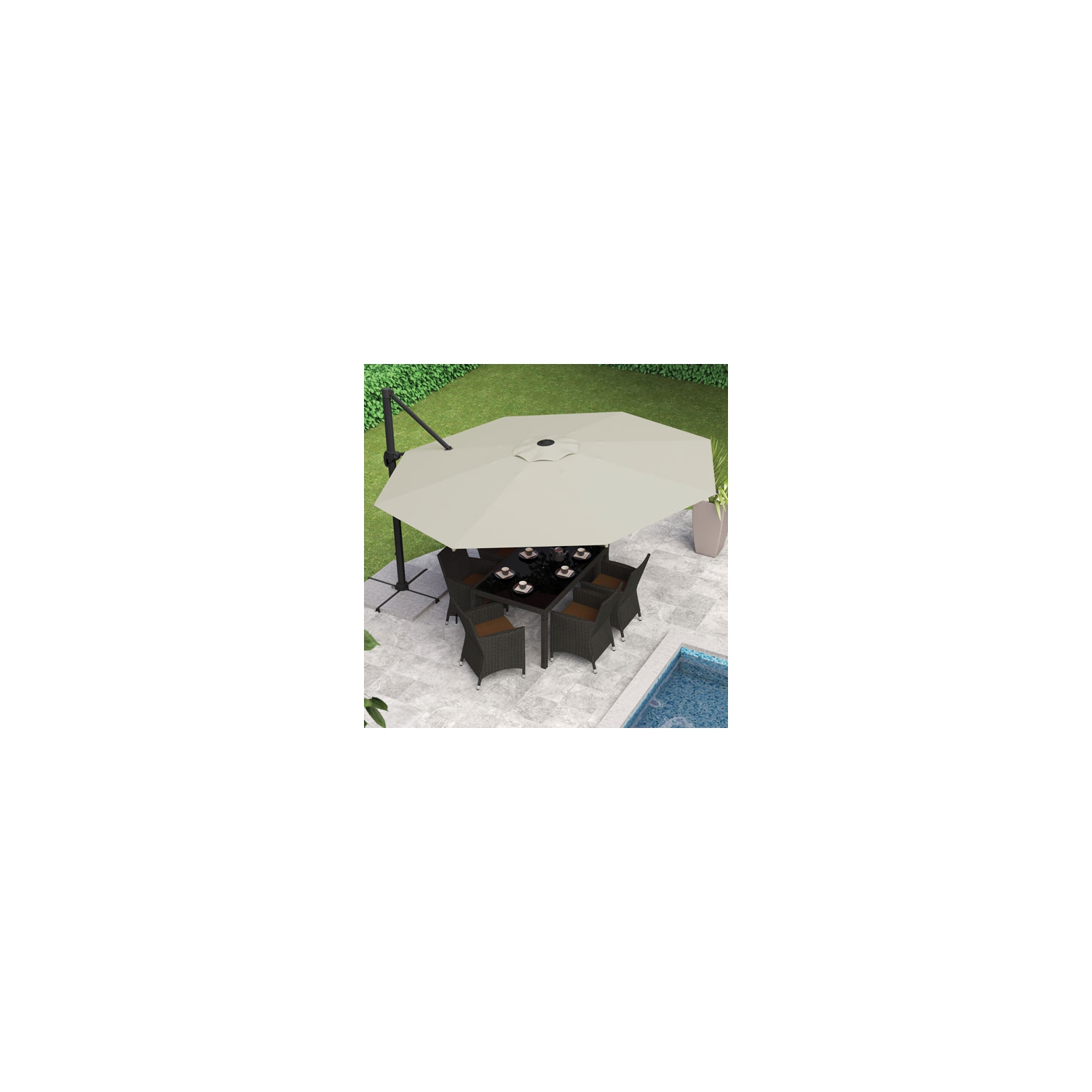 CorLiving Collapsible 11.5 ft. Deluxe Patio Umbrella - Warm White