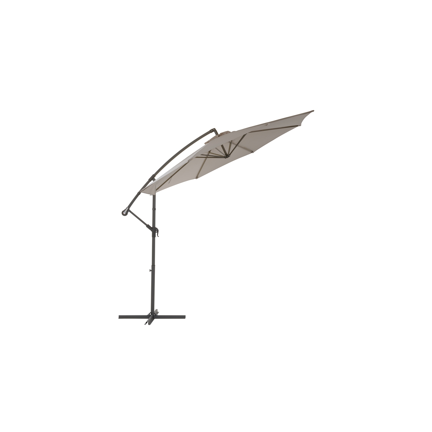 CorLiving Collapsible 11 ft. Offset Patio Umbrella - Sand Grey