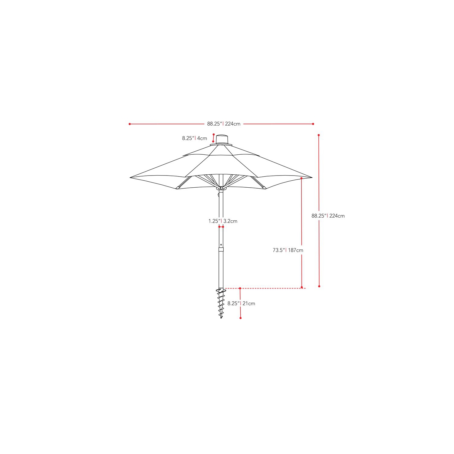 CorLiving Collapsible 7 ft. Circular Beach/Patio Umbrella - Orange