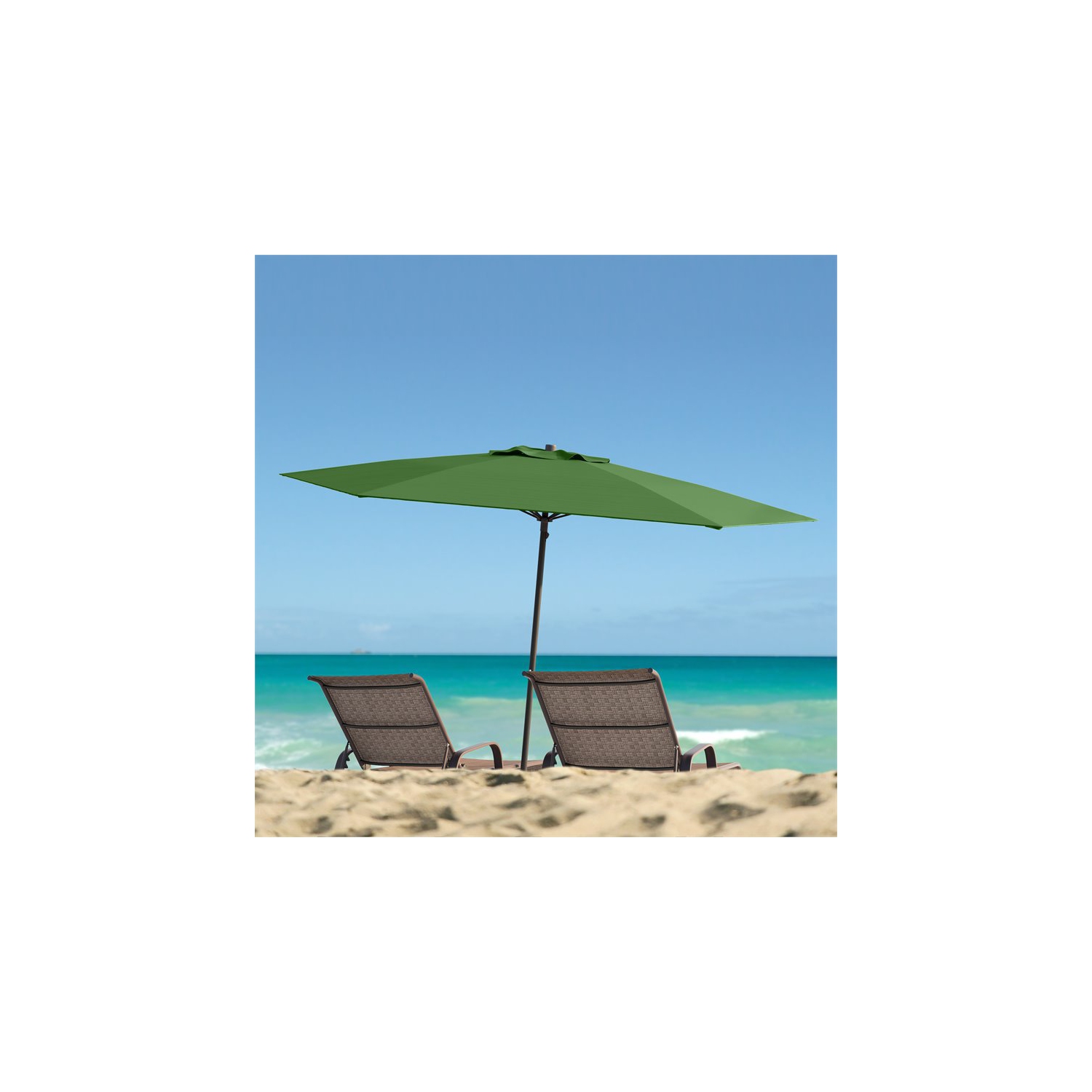 CorLiving Collapsible 7 ft. Circular Beach/Patio Umbrella - Forest Green