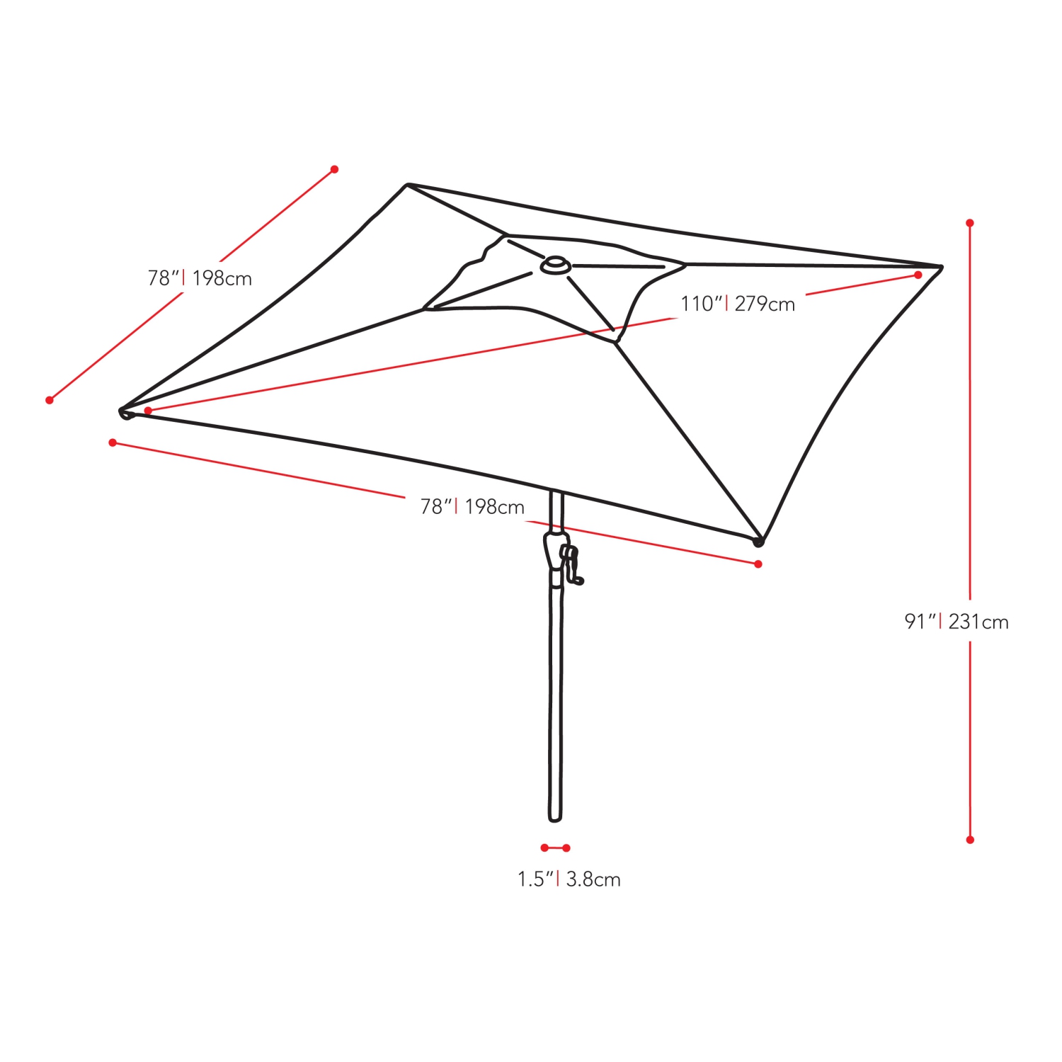 CorLiving 6.5 ft. Square Patio Umbrella - White