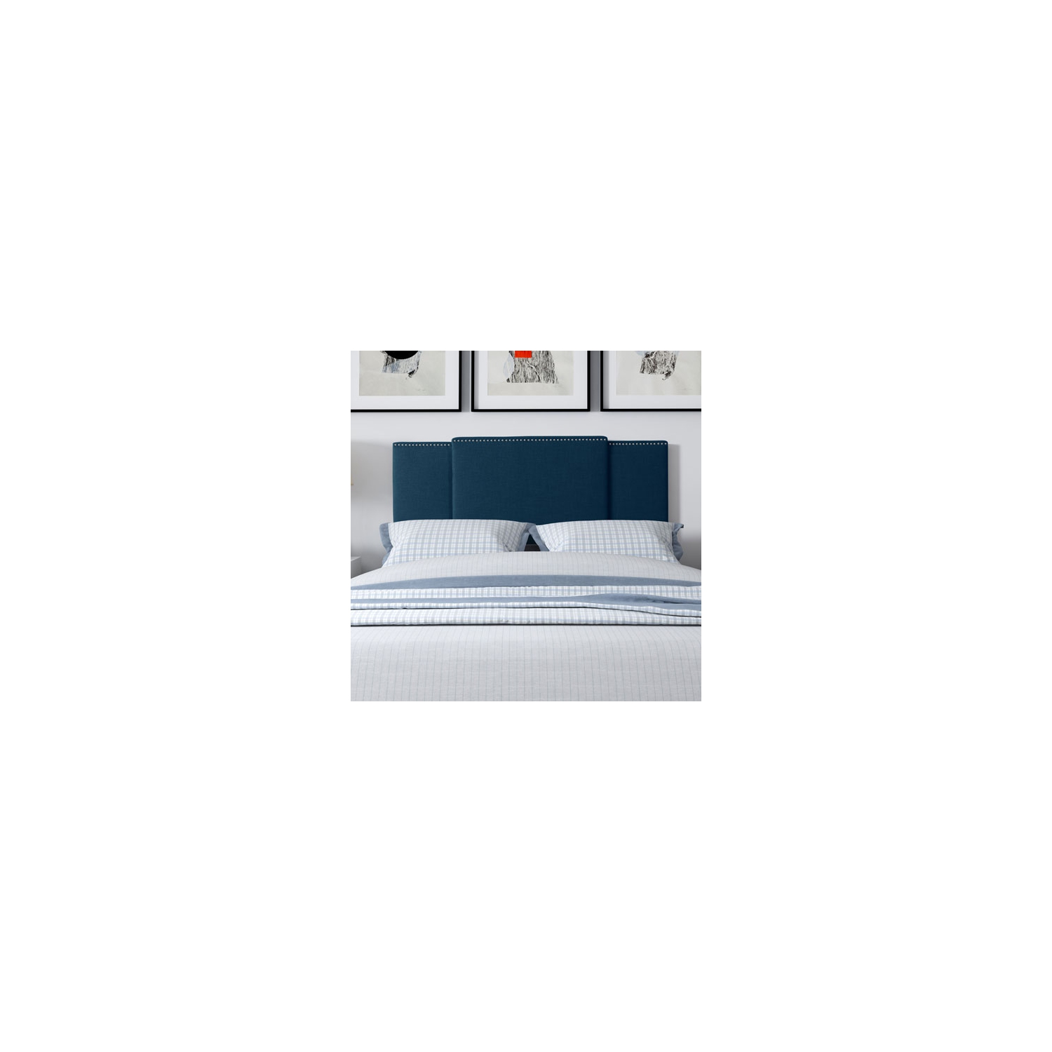 Fairfield Contemporary Upholstered Headboard - Queen - Navy Blue