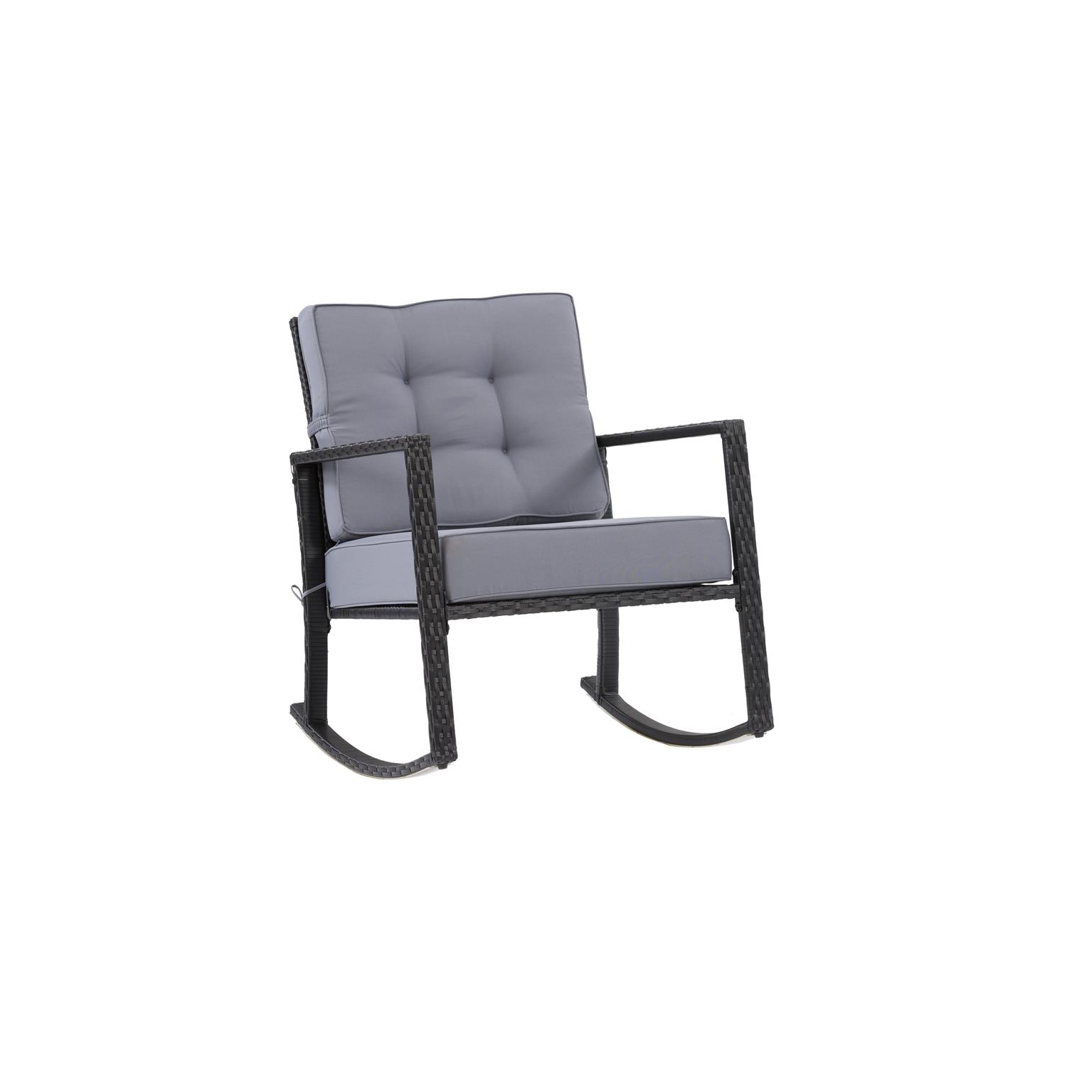 Parksville Resin Wicker Patio Rocking Chair - Black/Ash Grey
