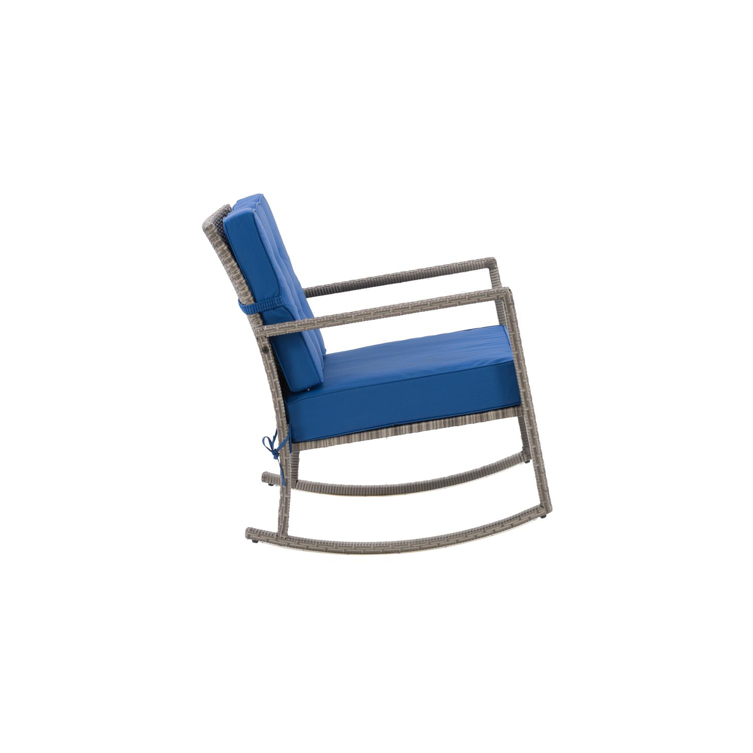 Chaise berçante de patio en osier en résine Parksville - Gris/Bleu Oxford