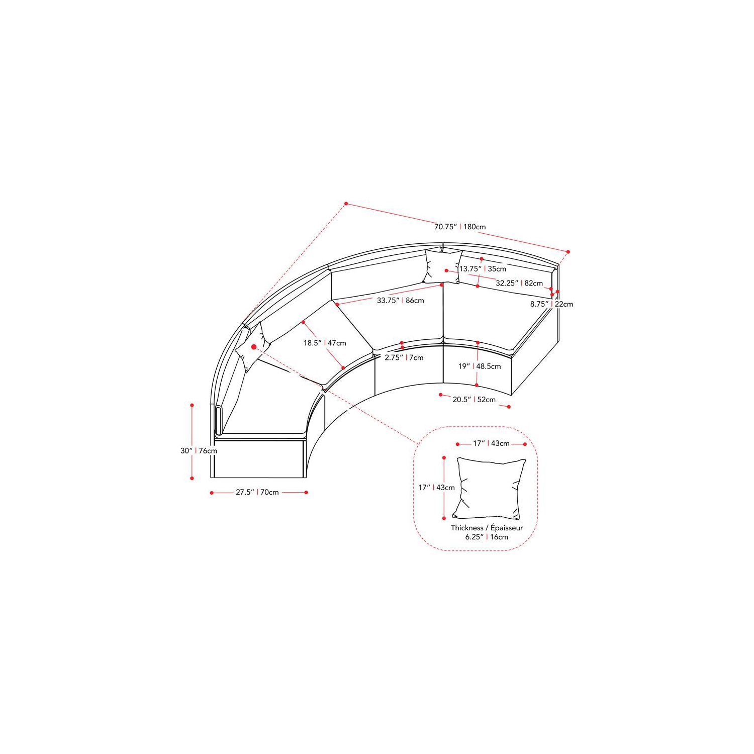 Ensemble modulaire de patio de 4 pièces en osier en résine Parksville - Gris/Bleu Oxford