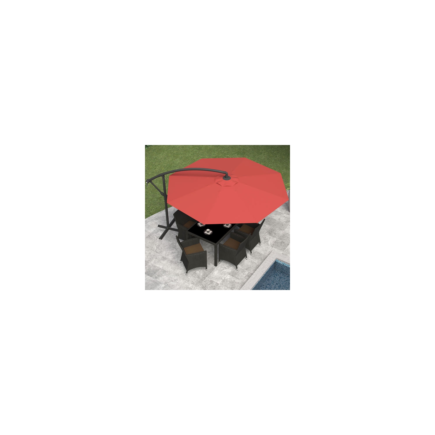 CorLiving 9.8 ft. Offset Patio Umbrella - Red