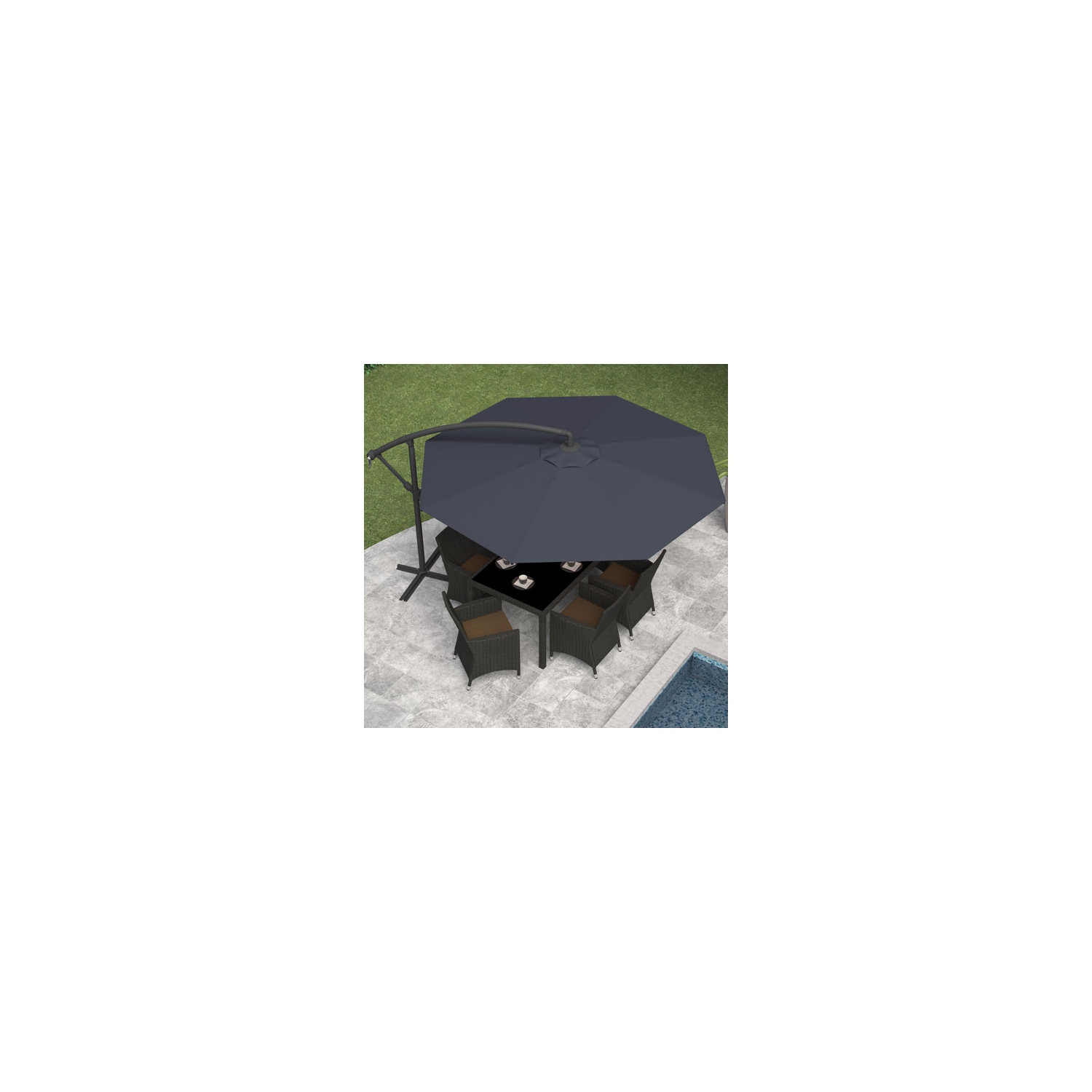 CorLiving 9.8 ft. Offset Patio Umbrella - Black