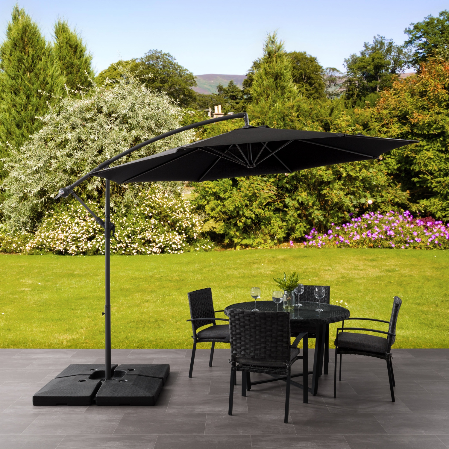 CorLiving 9.8 ft. Offset Patio Umbrella - Black