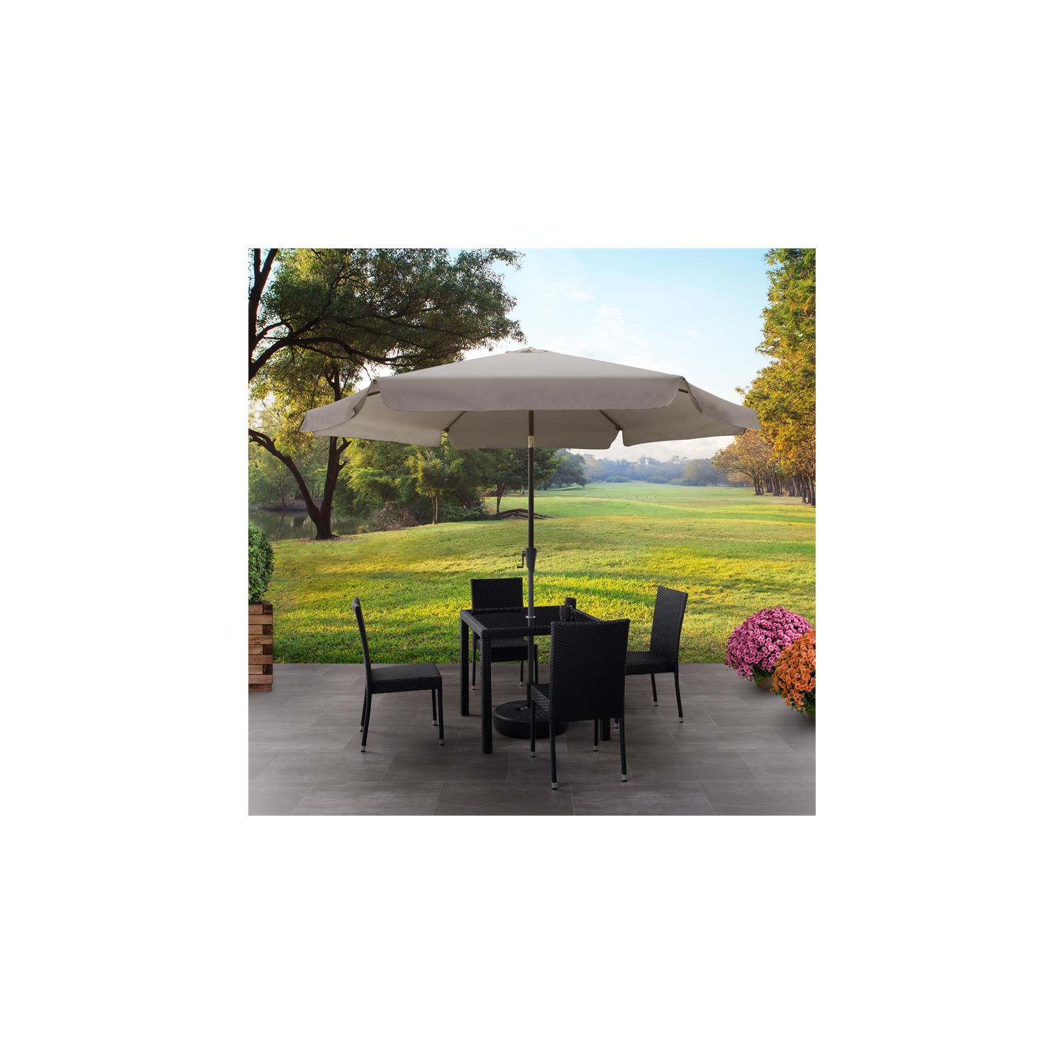 CorLiving Collapsible 9.4 ft. Tilt Patio Umbrella - Sand Grey