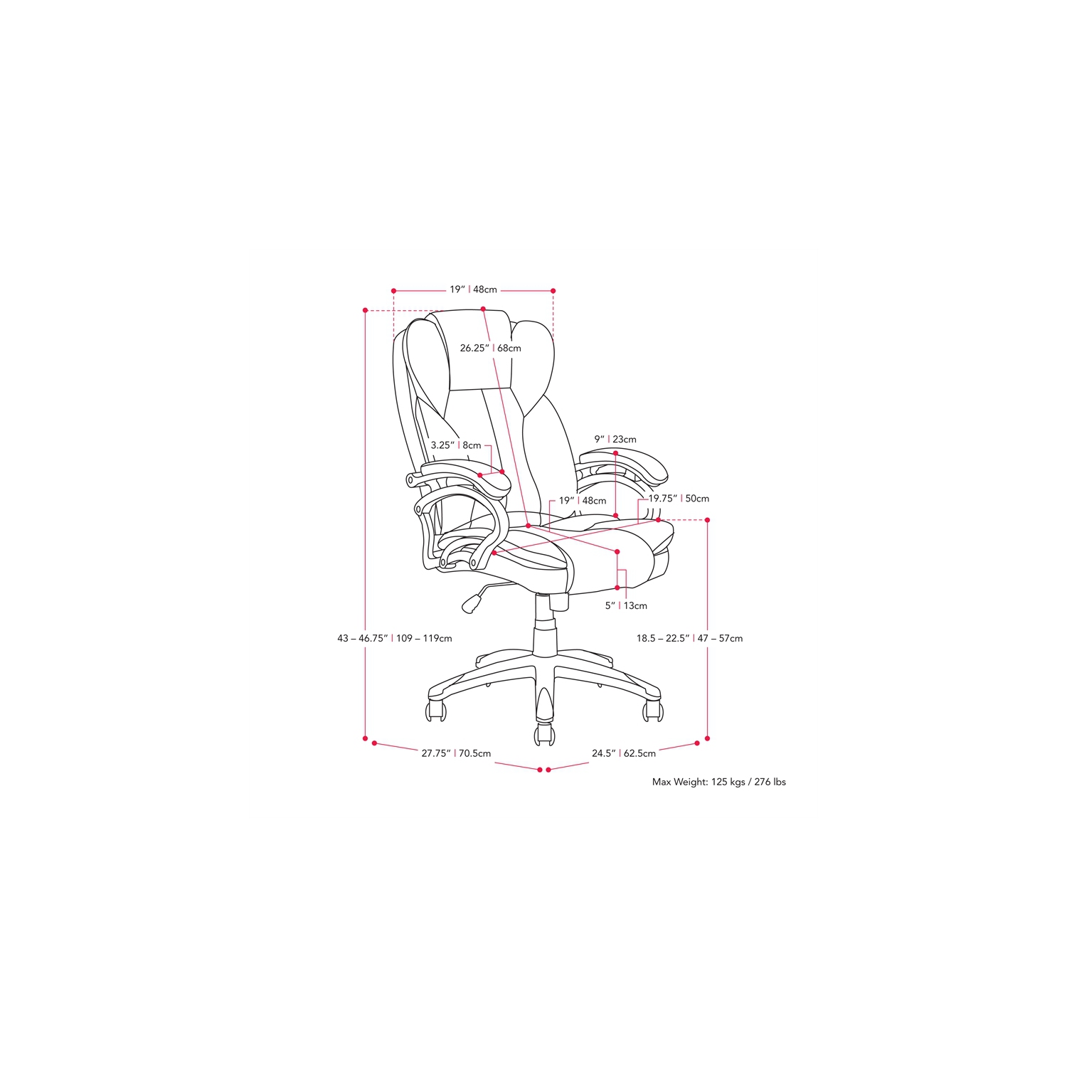 CorLiving Workspace High-Back Faux Leather Executive Chair - Caramel Brown