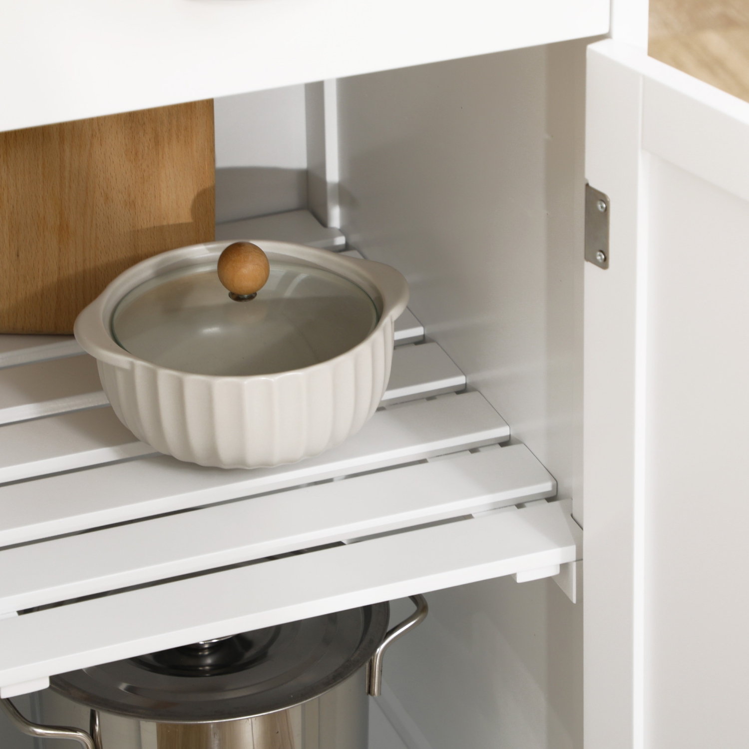 HOMCOM – Chariot de cuisine sur roulettes avec porte-bouteilles, tiroir, tablettes ouvertes, armoire et faux marbre, îlot de cuisine avec rangement,