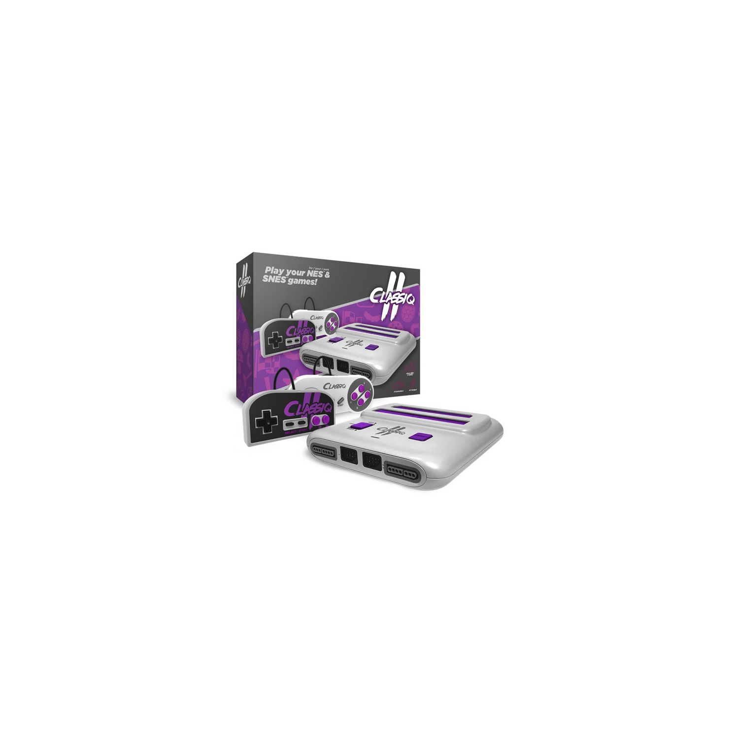 Classiq 2 Av Version Grey & Purple NES & SNES System [Old Skool]