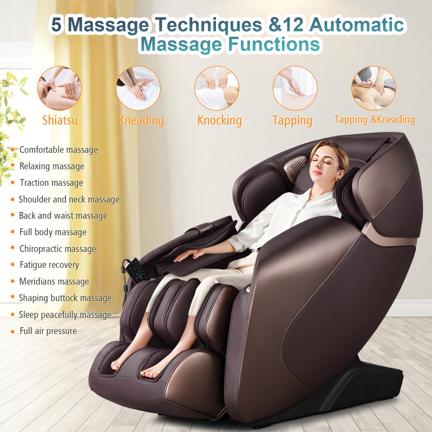 Relaxe Zero Gravity Shiatsu Massage Chair with Heating