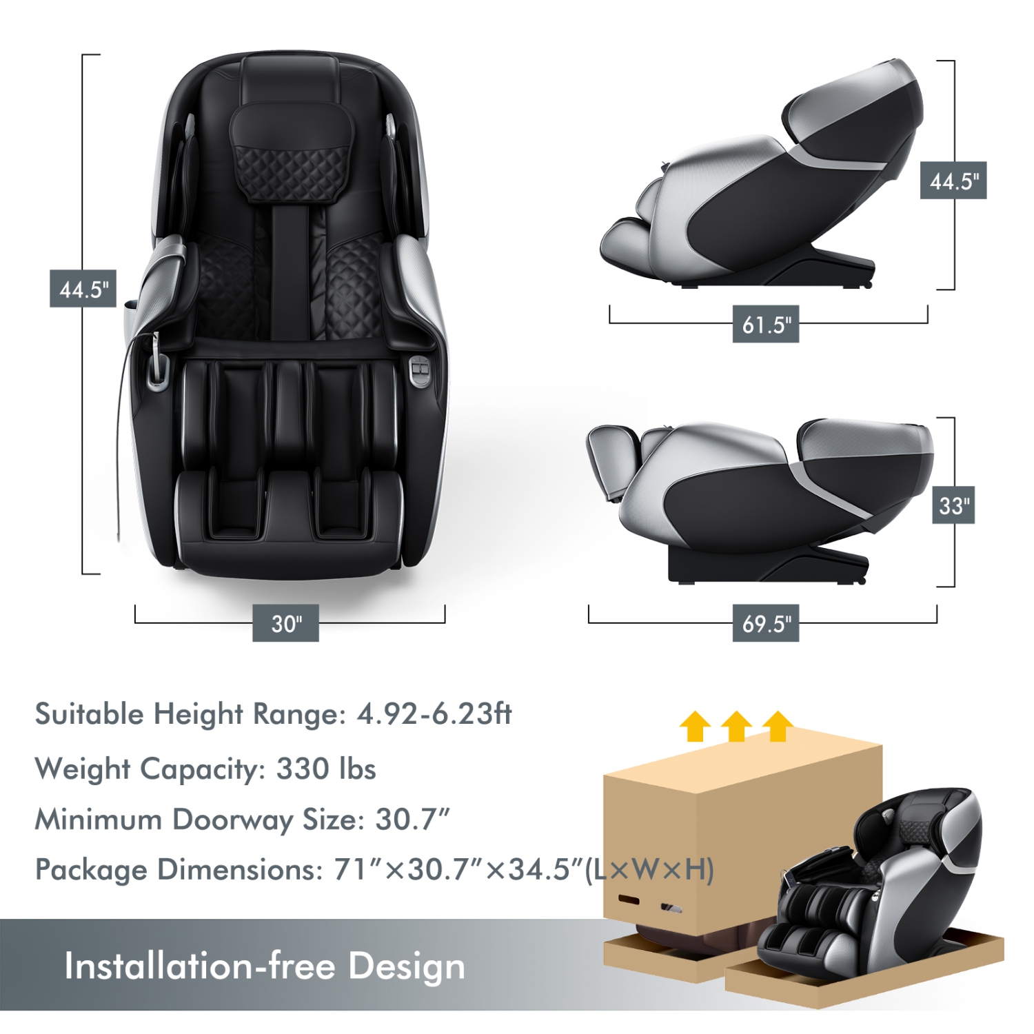 Relaxe Zero Gravity Shiatsu Massage Chair with Heating